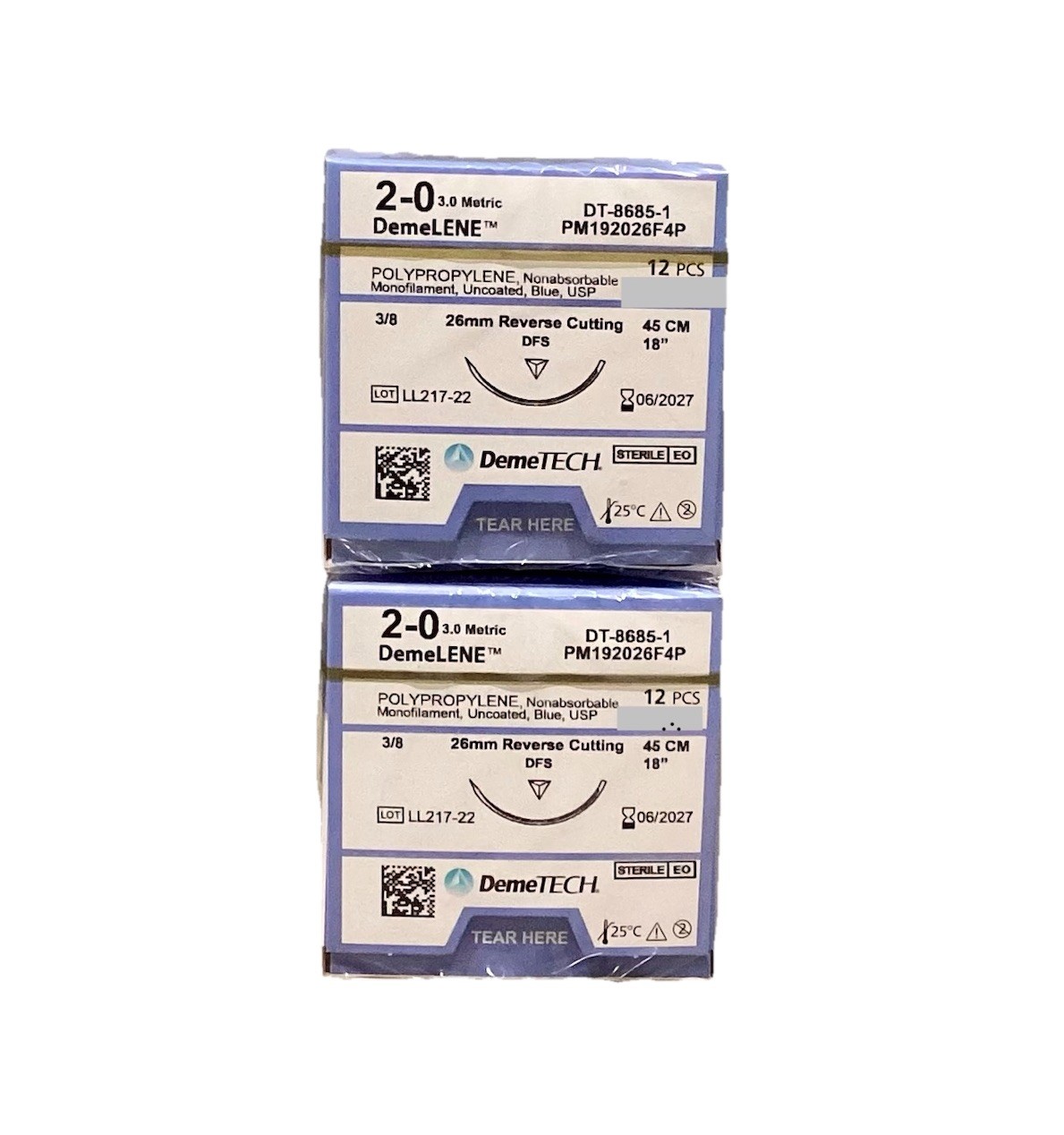 2-0 Polypropylene Sutures 18” Reverse Cutting 26mm 3/8c EXP 2027 2ct