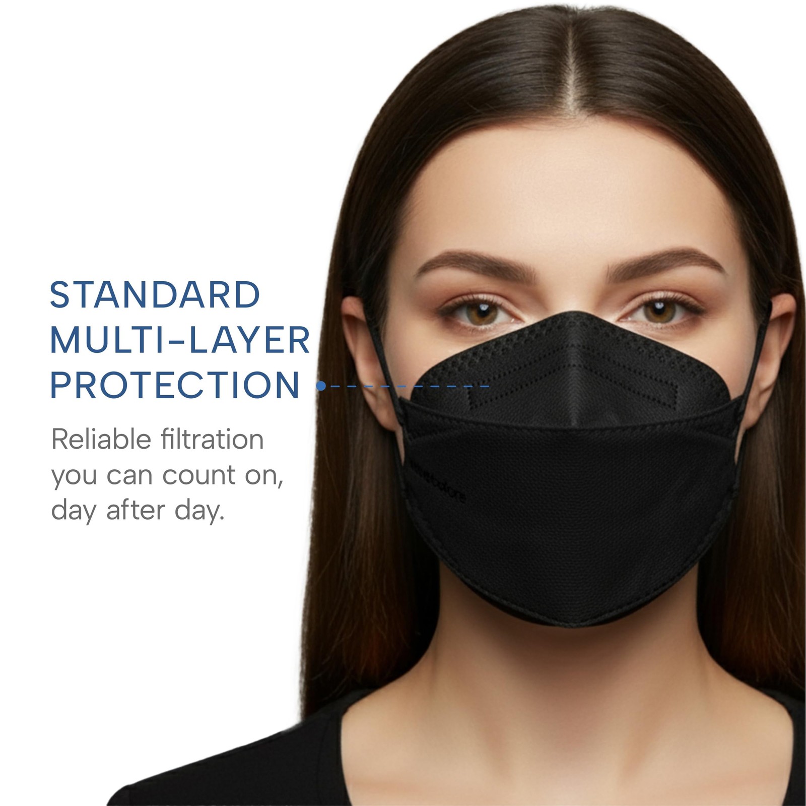 Welcome Series KN95 3D Face Mask, Black, Medium, Pack of 50