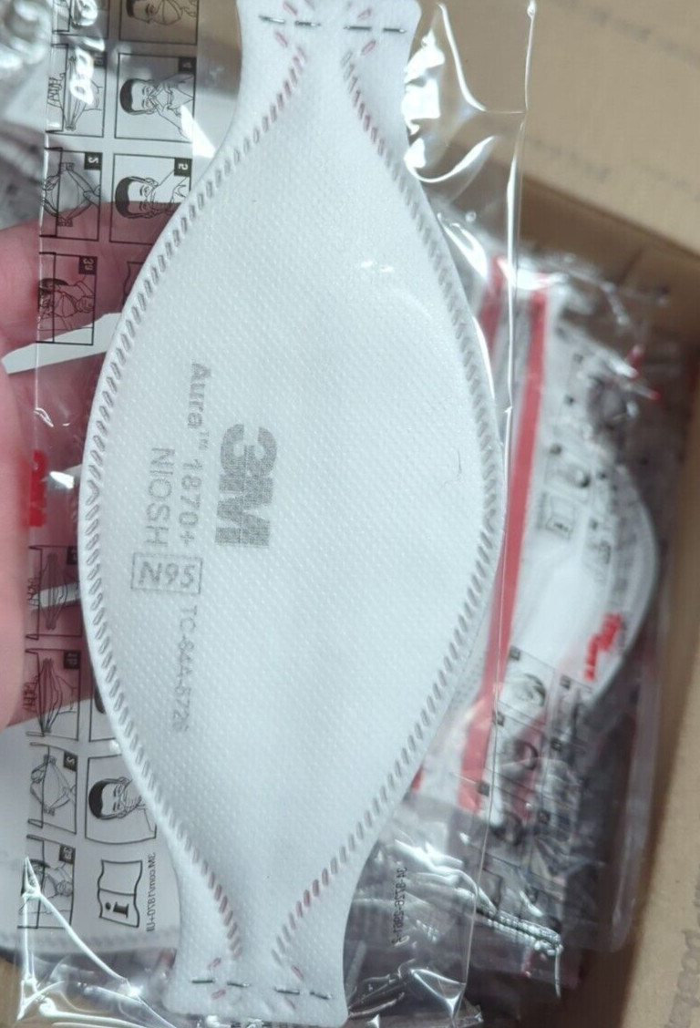 Lot of 50 3M Aura N95 1870+ Respirator and Surgical Face Masks,