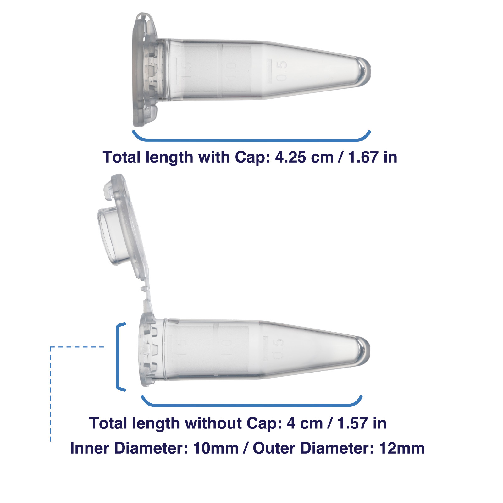 1.5mL Micro Centrifuge Tubes with Safety Lock, Flip-Cap Tube with Frosted Area