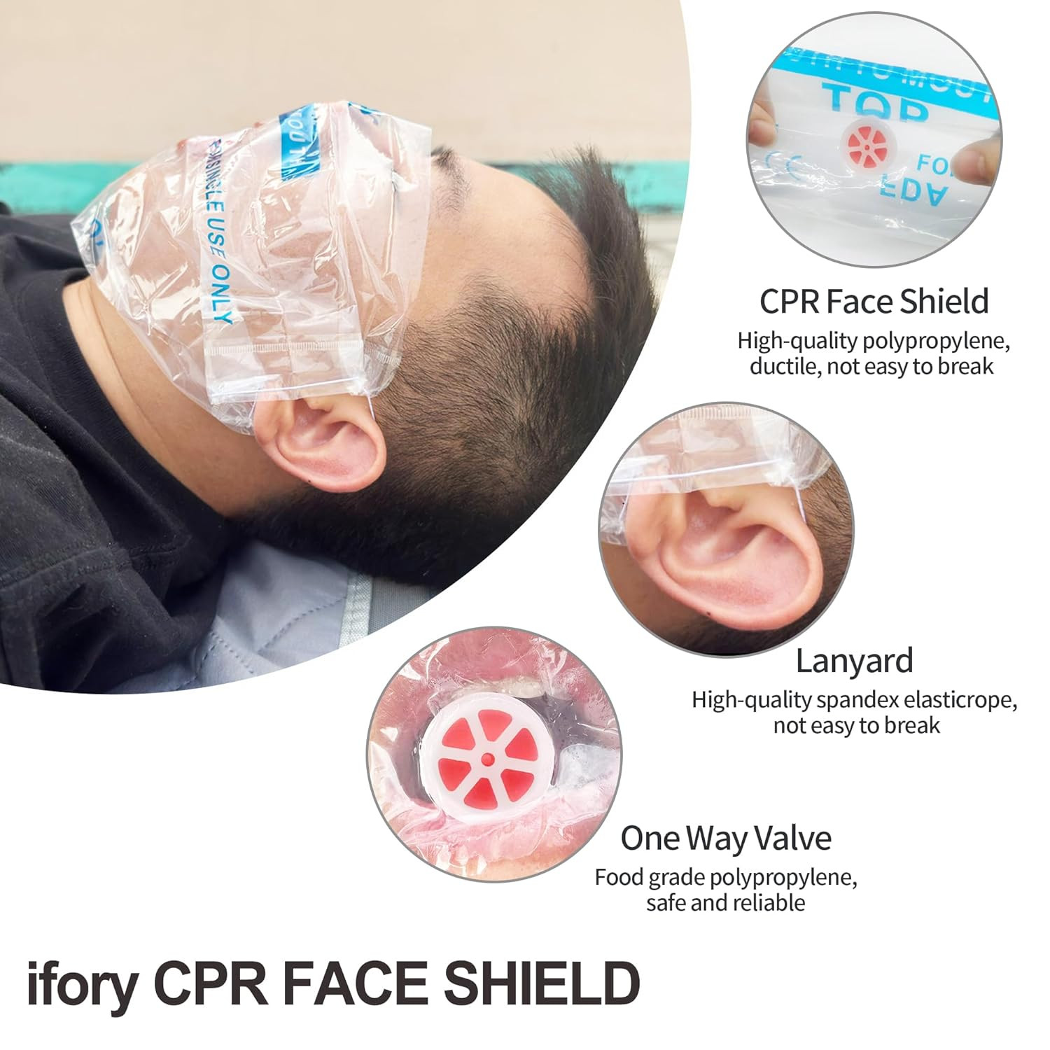 CPR Face Shield with Keyring (100 Pack), CPR Pocket Mask for Emergency Kit, CPR