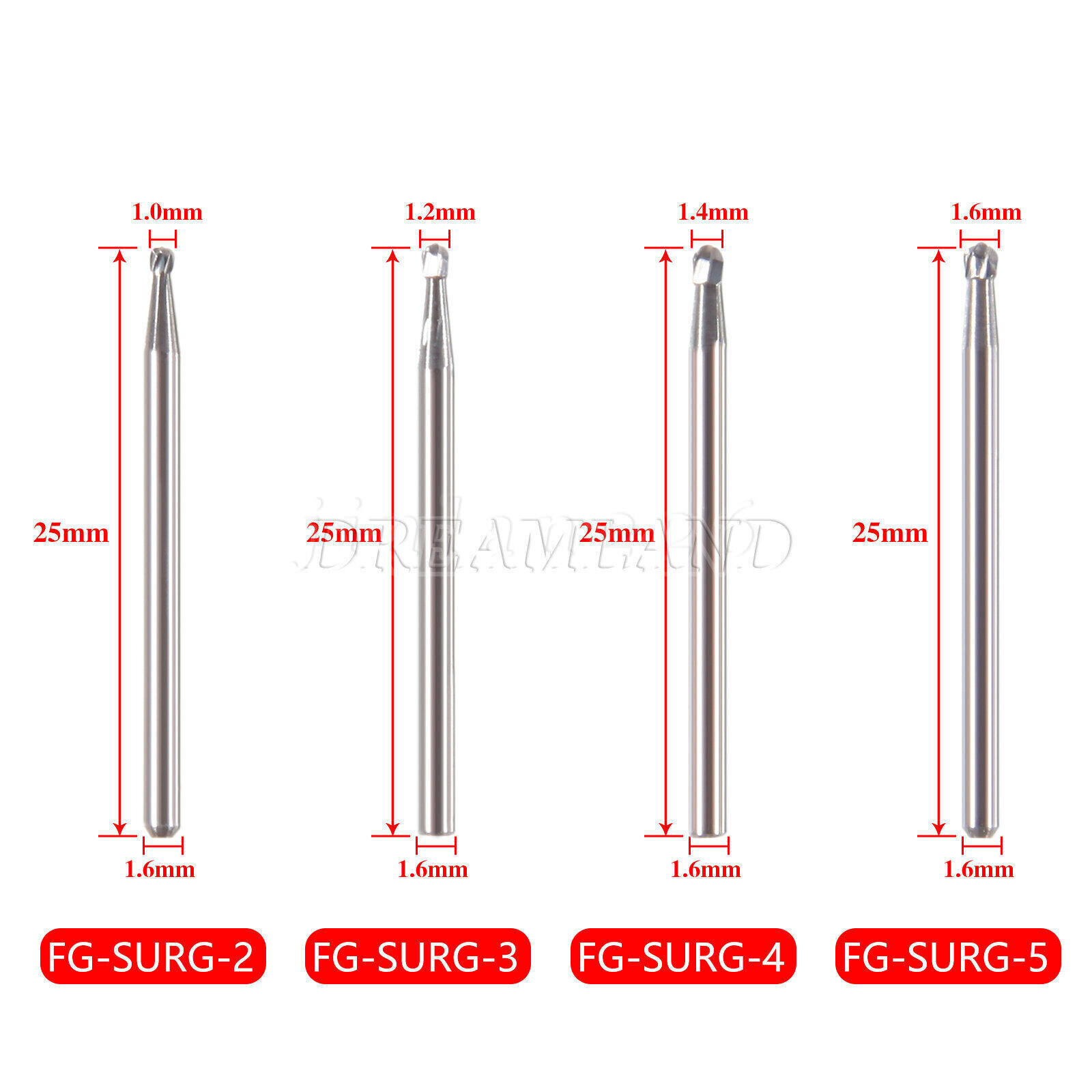 Dental Surgical Round Burs FG 2 3 4 5 Carbide Length Bits Long Shank