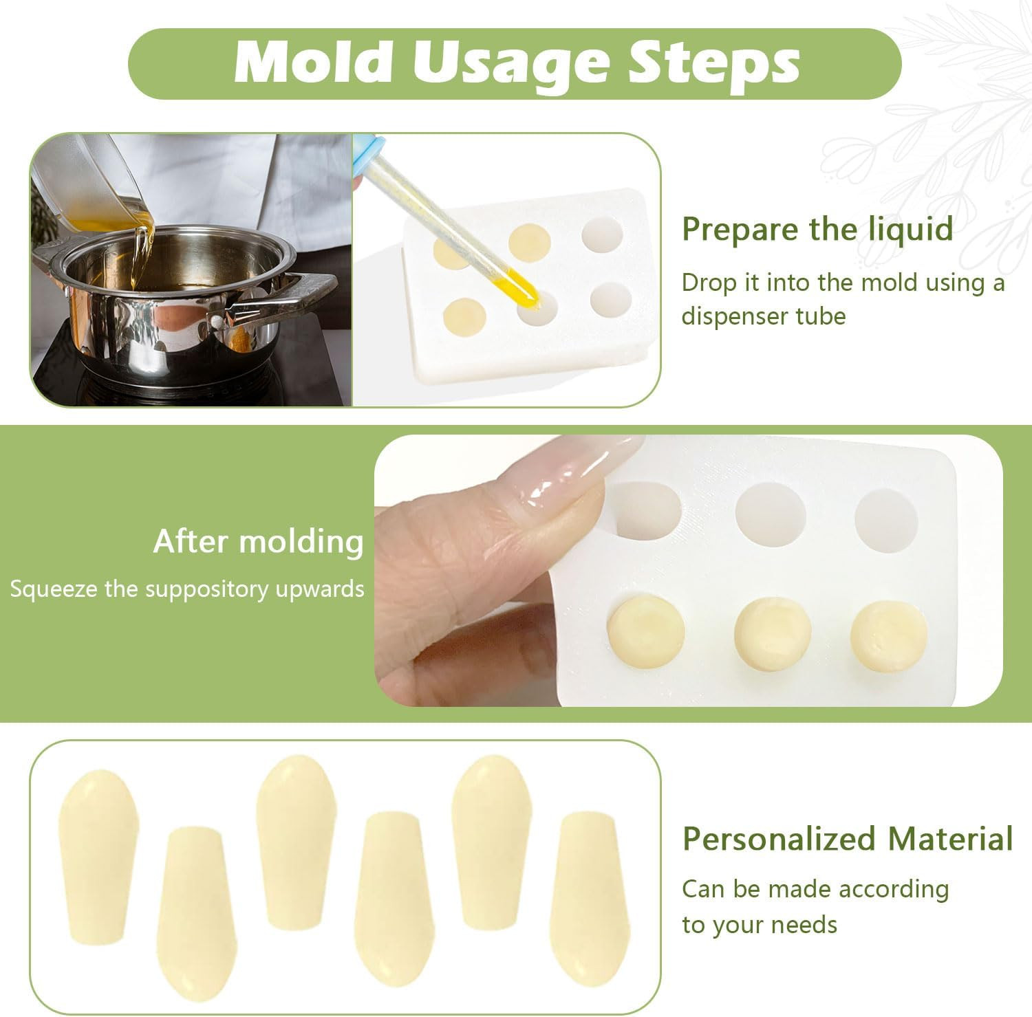 Fukumi Reusable Suppository Molds Kit, 2ML | 4 Suppository Mold Trays + 10 Dropp