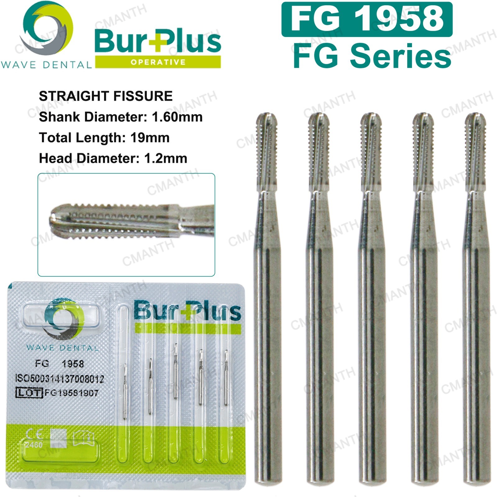 WAVE Dental Carbide Burs Metal Cutting Surgical Bur for High Speed FG1957 1958