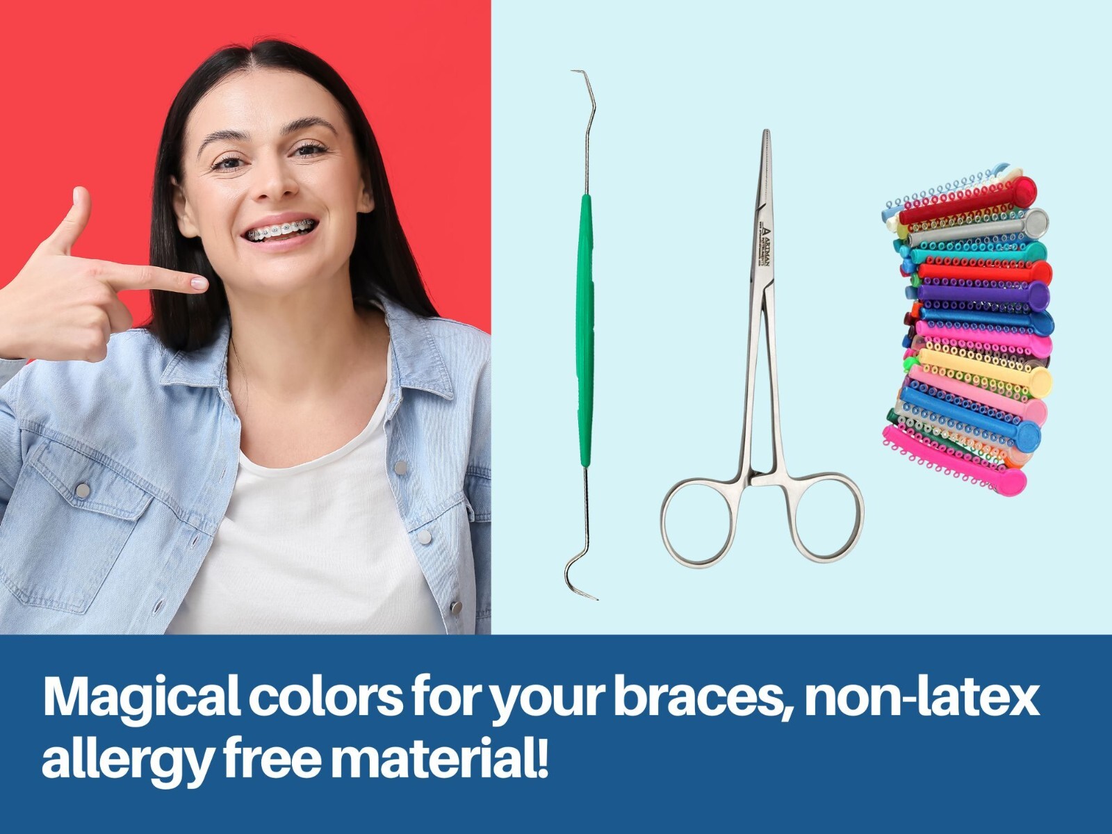 Braces Color Changing Kit Orthodontic Ligature Ties for Brackets 1040pcs