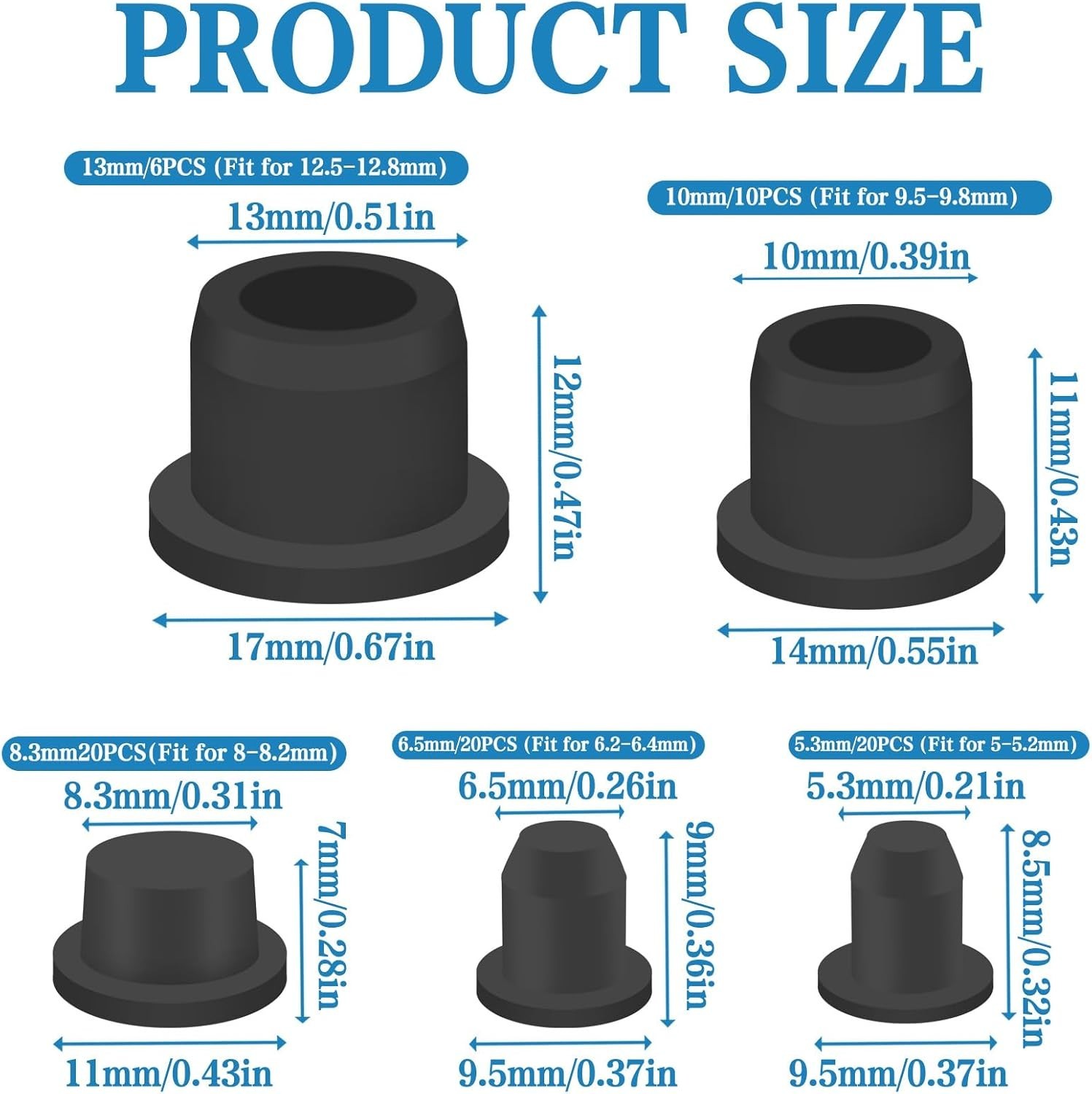 Assorted 76 Pcs High-Elastic Rubber Stoppers – Perfect for Home & Automotive