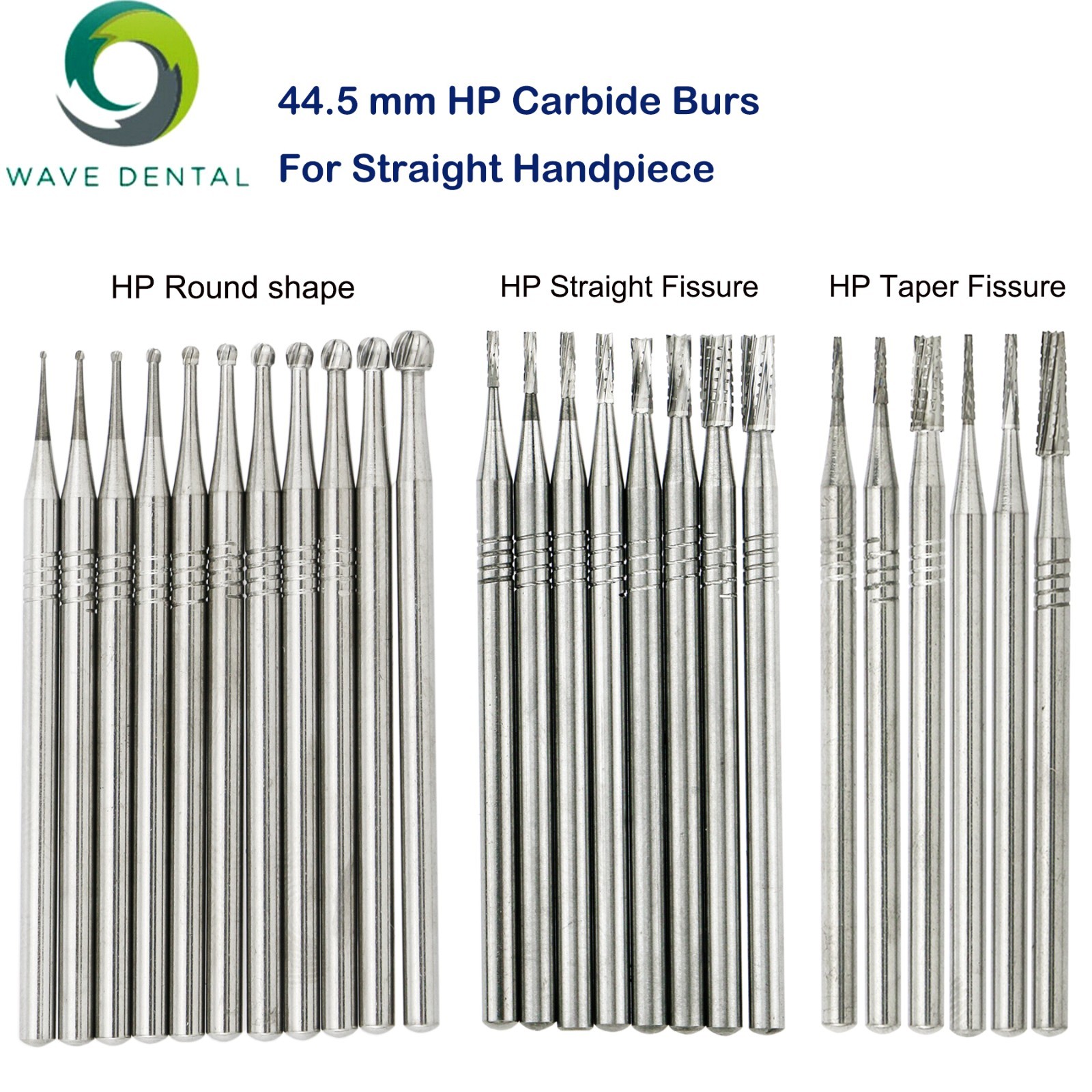10Pcs US WAVE Dental Bur Round Latch RA/FG 1.6mm/HP Surgical Burs Low/High Speed