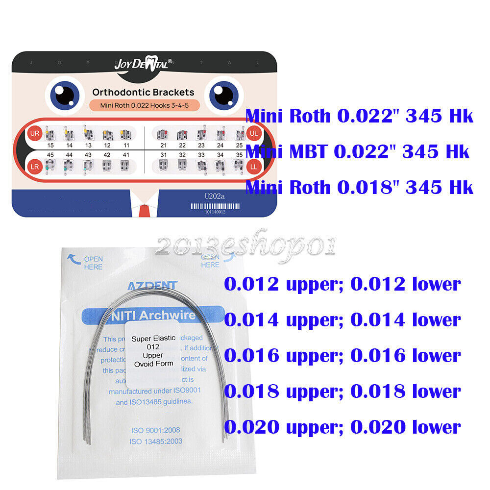 Dental Orthodontic Braces Brackets Mini Roth.022 Hook 345 /Round Arch Wires NITI