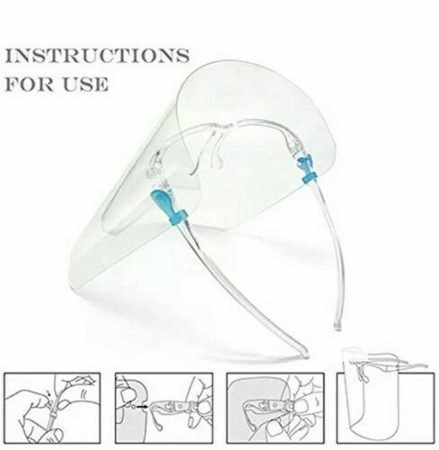 10 Pack Face Shield Guard Mask Safety Protection With Glasses Reusable Frame