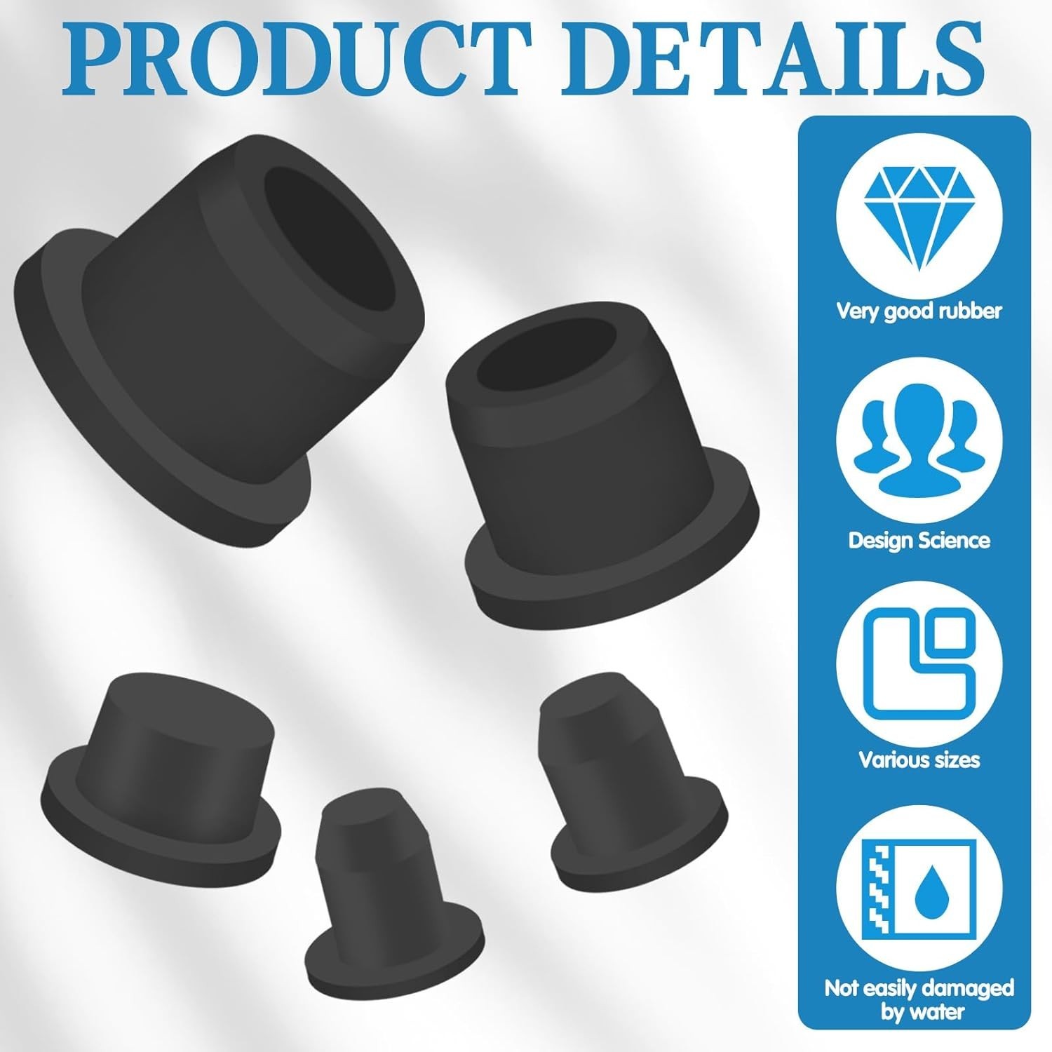 Assorted 76 Pcs High-Elastic Rubber Stoppers – Perfect for Home & Automotive