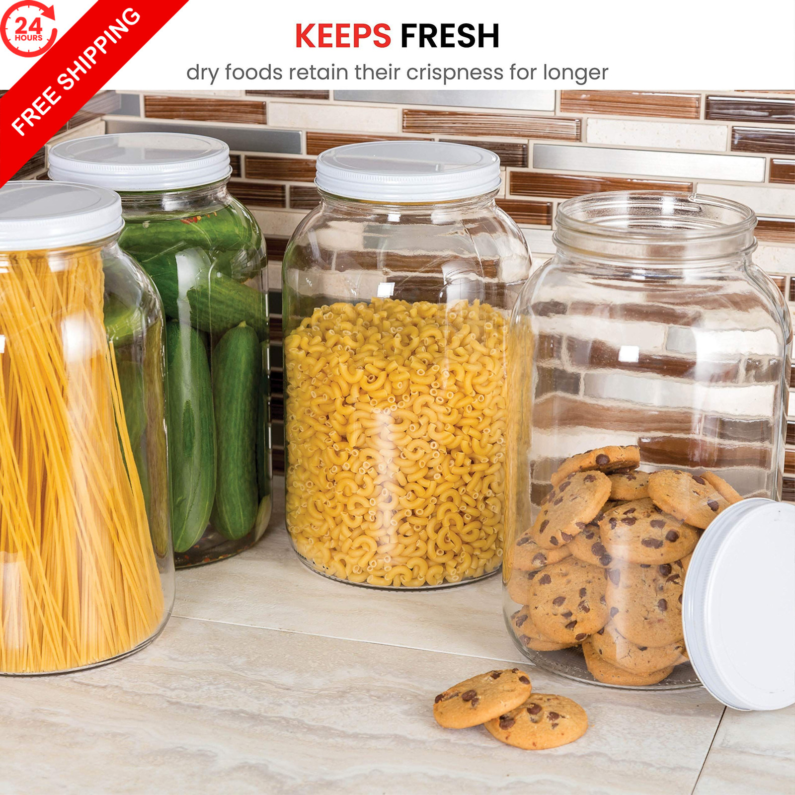 1 Gallon 6 inches (L) x 10 (H), 1 gallon capacity, Metal Lid, 2 Pack