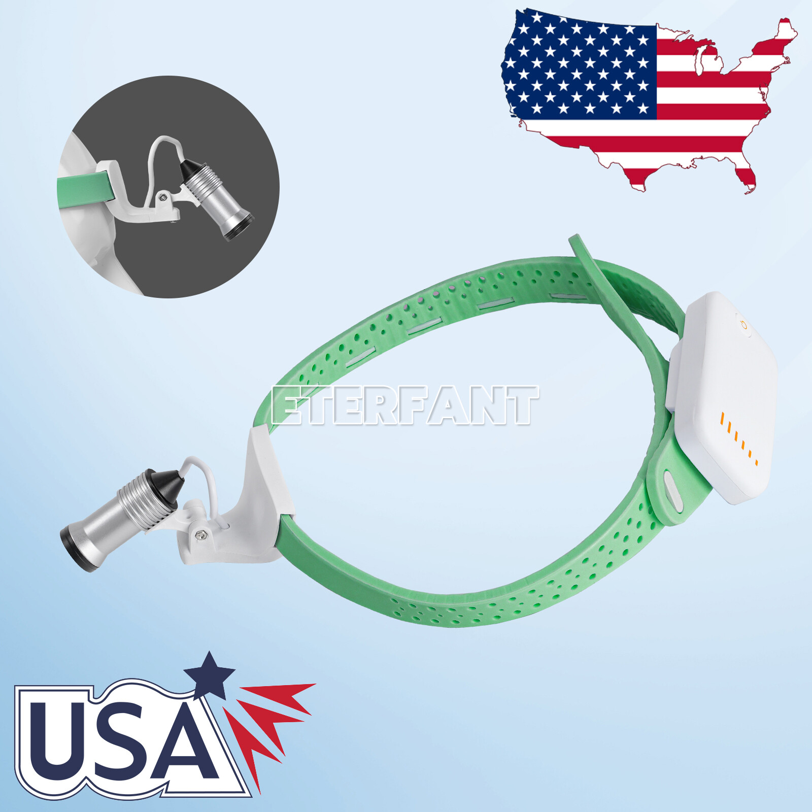 ETERFANT Dental 5W LED Lightweight Silicone Headlamp Surgery Medical Green