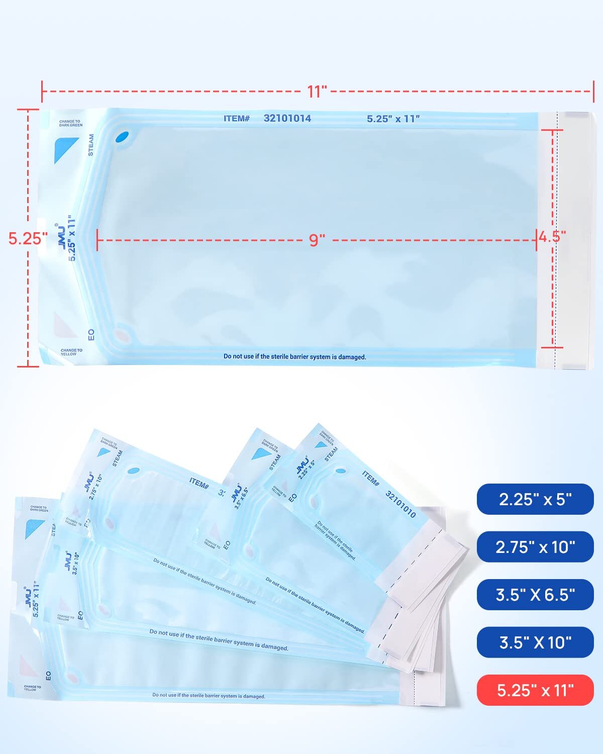 200pcs/box Self-Sealing Sterilization Pouch Sterilizer Bag Autoclave 5-1/4″x11″