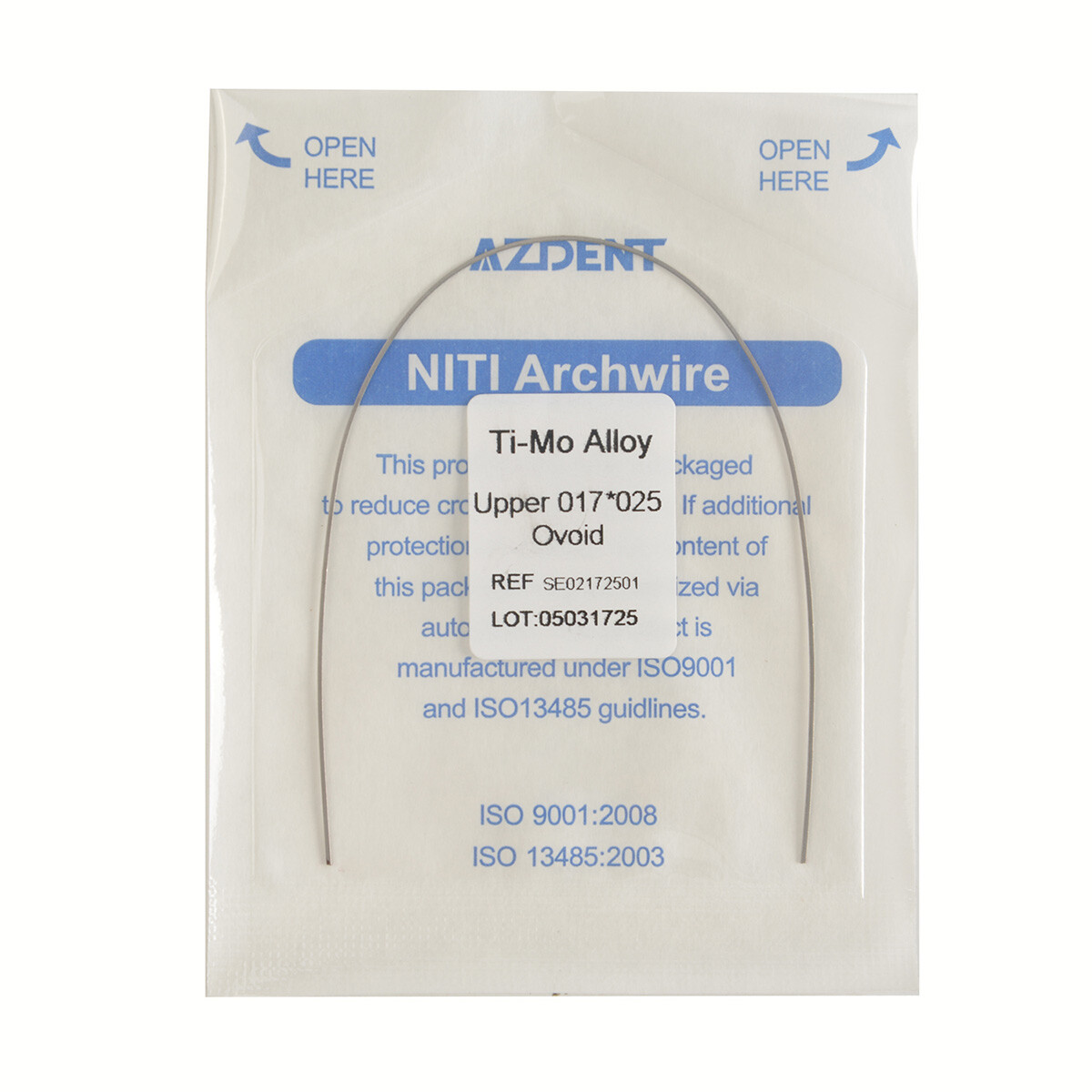 Dental Ortho TMA Titanium Molybdenum Alloy Arch Wires 19*25/17*25 Upper/Lower