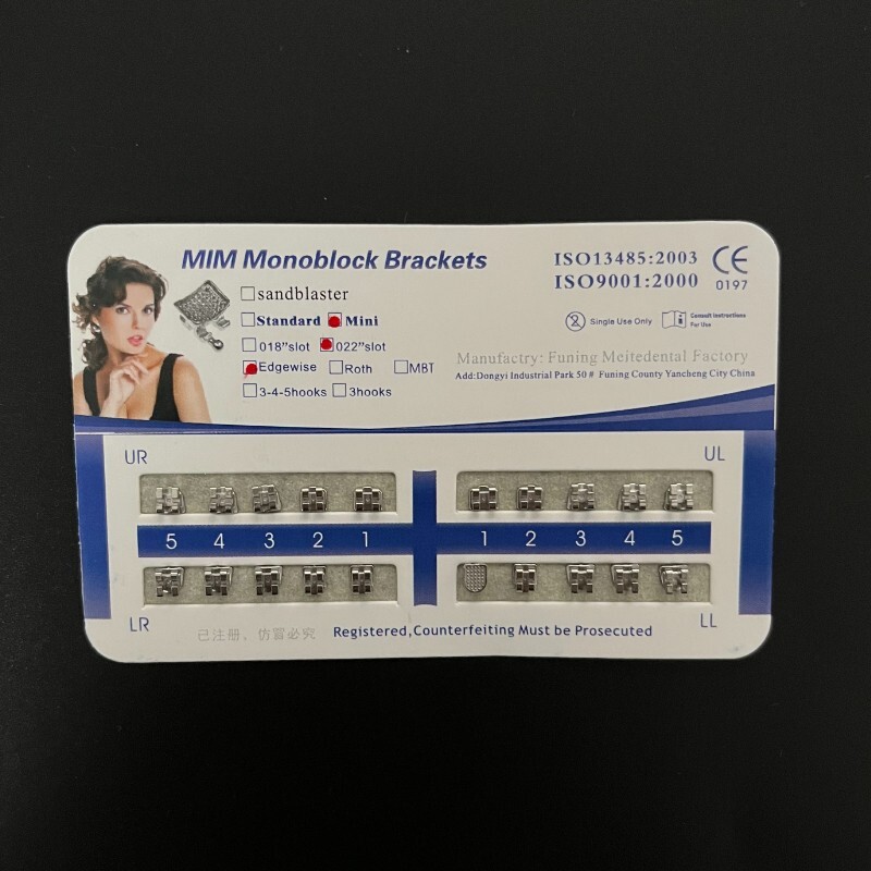 50Sets Dental Orthodontics MIM Monoblock Brackets Mini Edgewise 022 no hooks