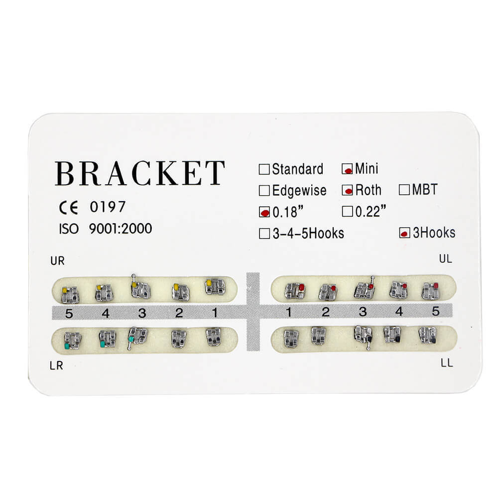 Orthodontic Brackets 20pcs per Pack Mini Roth 0.018″ 3 Hooks 1-100 Packs Dental