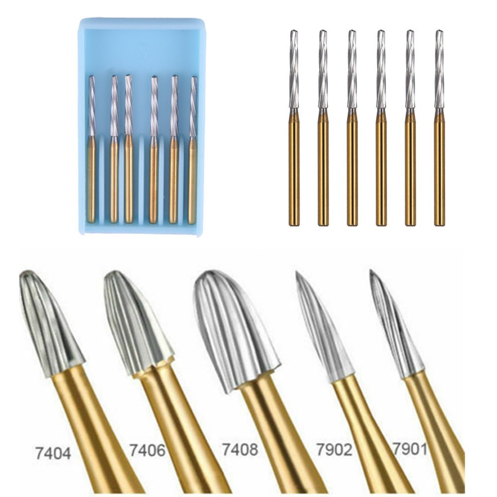10/ Dental Tungsten Carbide Trimming Finishing Burs Round/Bud/Egg/Flame/Needle