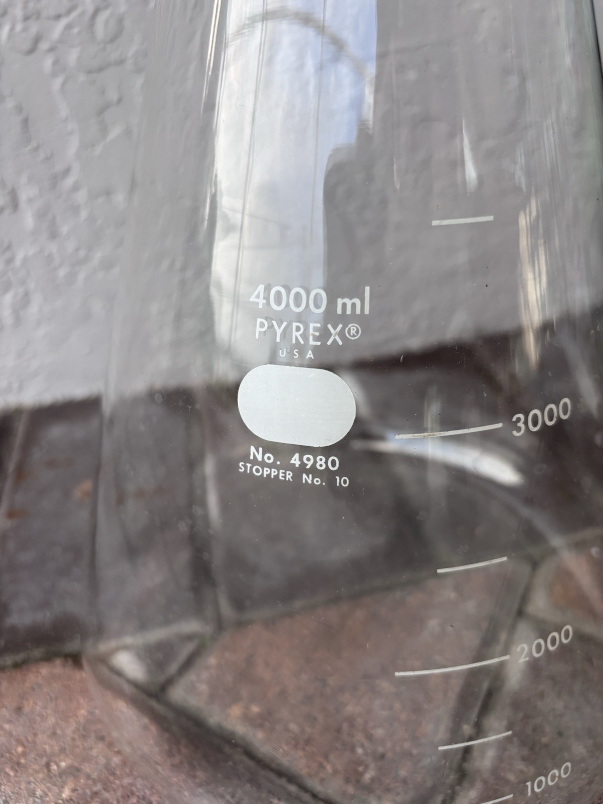 Pyrex No. 4980 Glass 4000 mL Erlenmeyer Beaker Flask