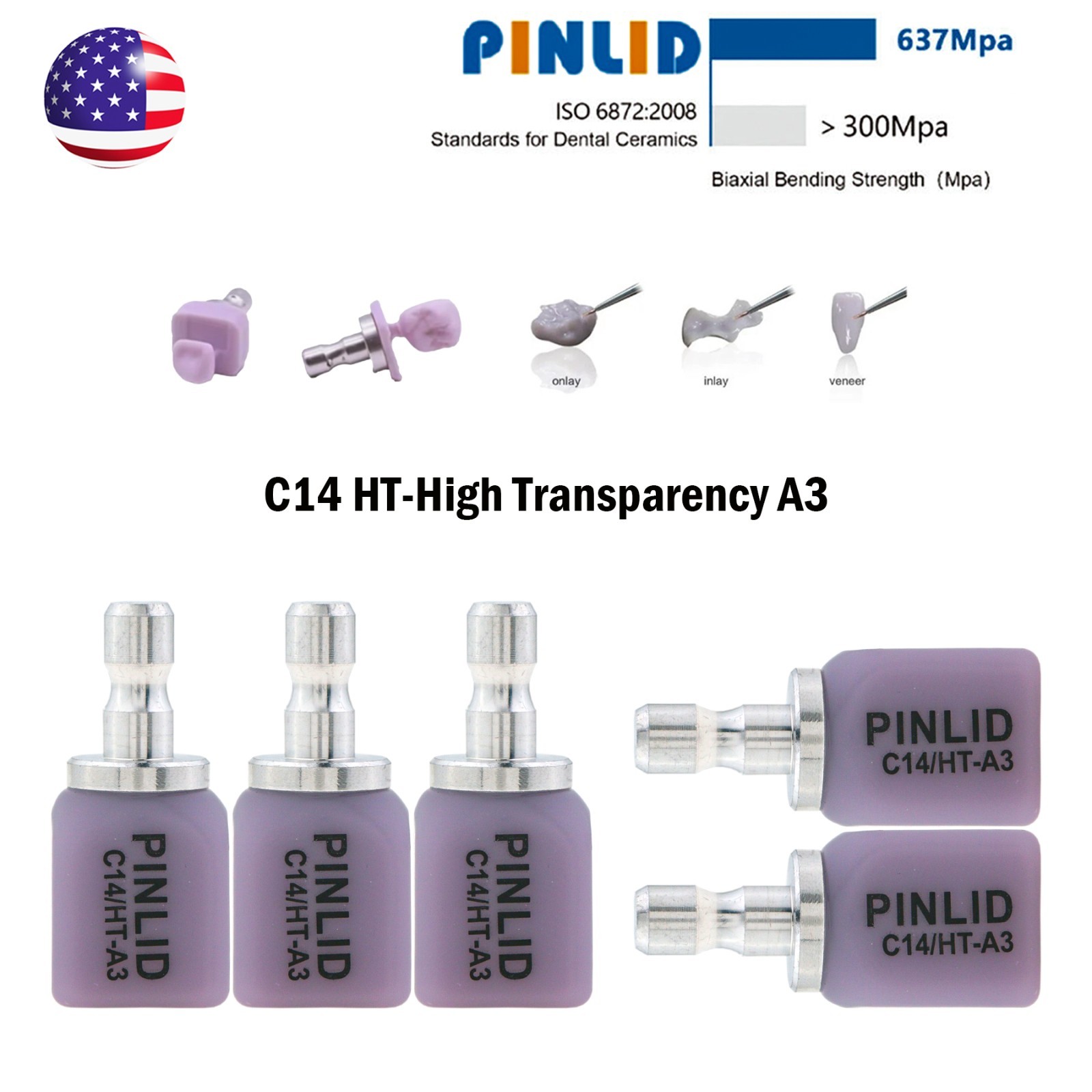 US C14 Emax Dental Glass Ceramic HT LT Lithium Dislicate CAD/CAM Cerec Blocks