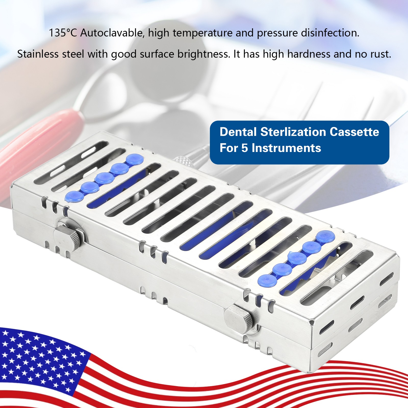Dental Autoclave Sterilization Cassette Rack Box Tray For 5 Instrument