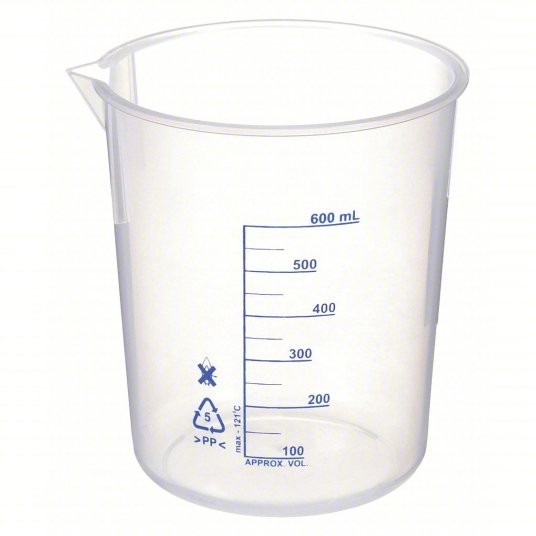 Beaker: Low Form, 600mL Capacity, 20.29 fl oz, 117.2mm Outside Dia – Pack of 4