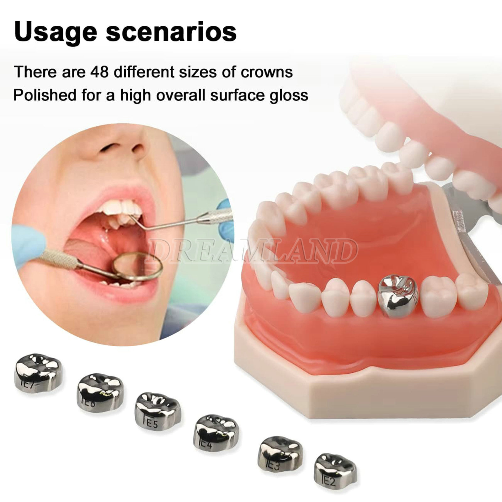 48pcs Dental Kids Adult Crown Stainless Steel Primary Molar Crowns Pediatric