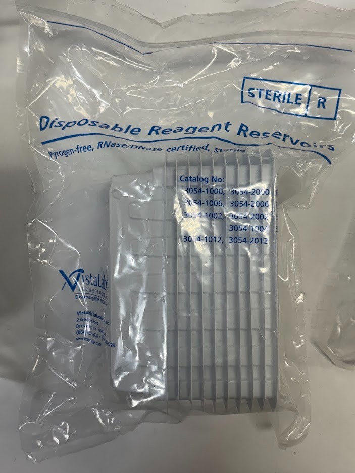 (70 COUNT) VISTALAB 100mL Polystyrene White Disposable Reagent Reservoirs