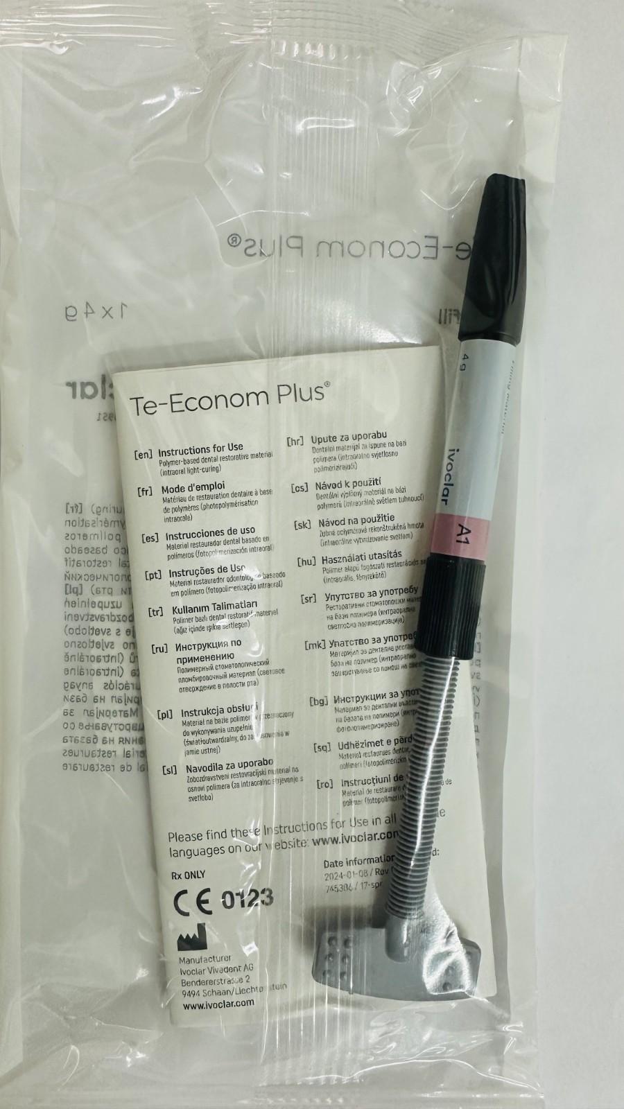 Te Econom plus Intro dental composit kit Ivoclar Vivadent 4 syr bond and Etchant
