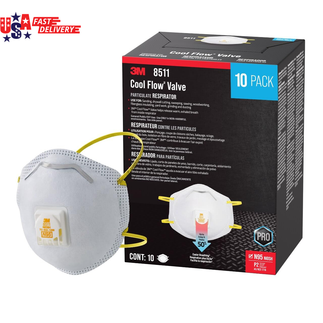 3M Particulate Respirator 8511 N95 with 3M Cool Flow™ Exhalation Valve