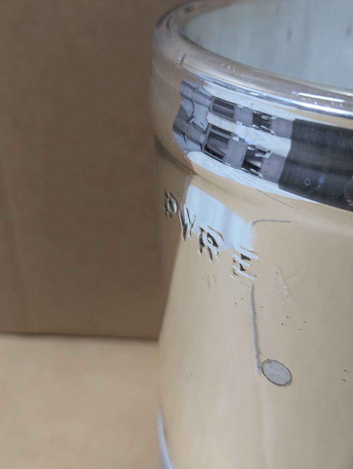 Glass Dewar Flask ID 150mm x 275mm depth, 340mm height, 4300 mL capacity. Used