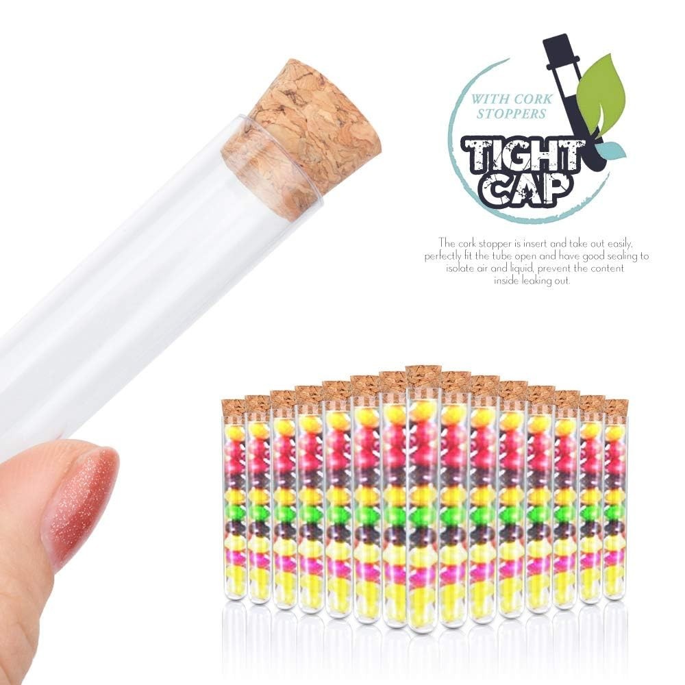 15pcs Clear Plastic Tubes with Cork 15ml – Perfect for Science & Crafts