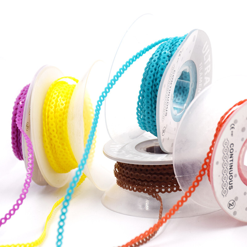 Dental Ortho Elastic Power Chain Rubber Bands Long/Short/Continuous 44 Colors