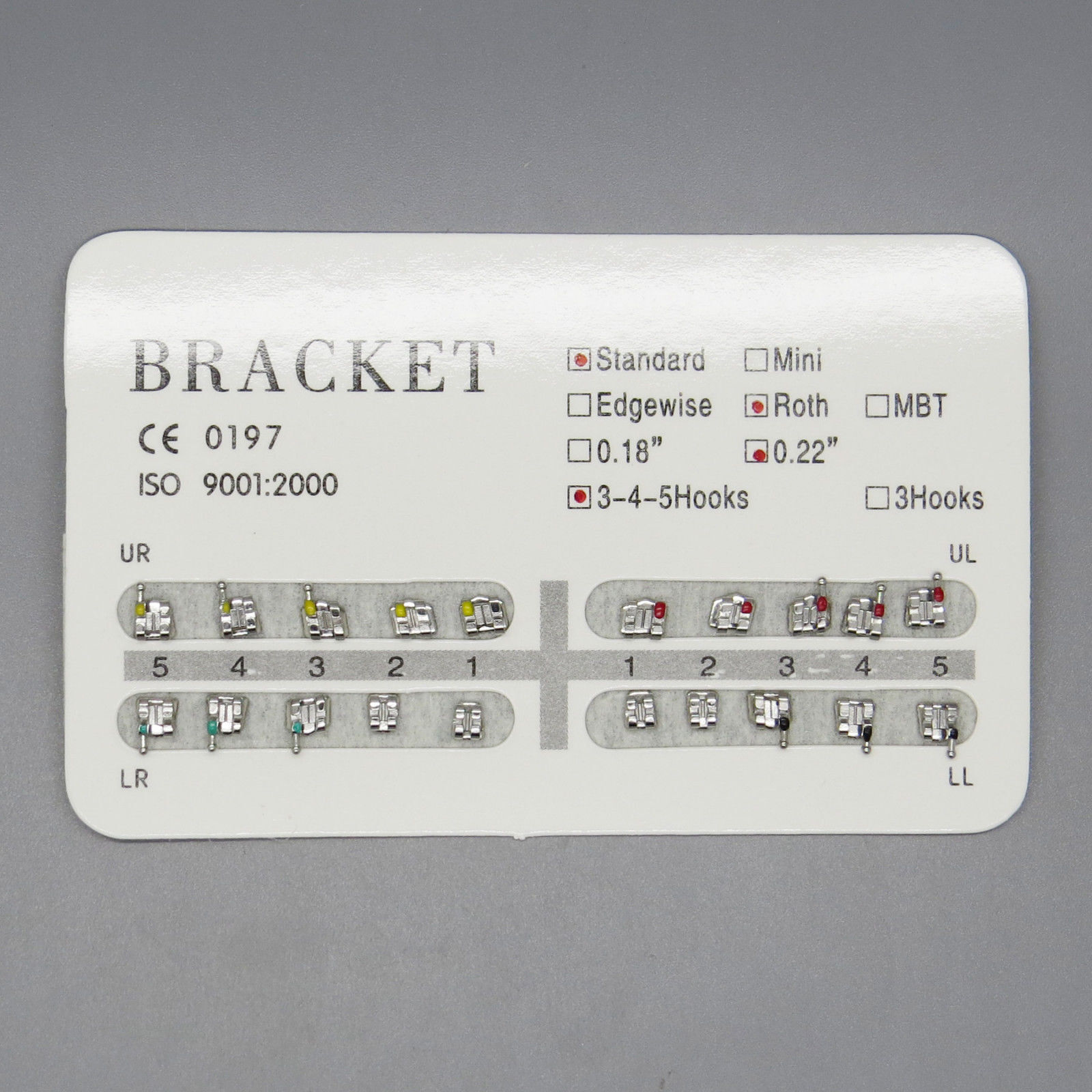 20 Pcs/Kit Dental Orthodontic Metal Bracket Braces Standard Roth .022 Hook 3-4-5