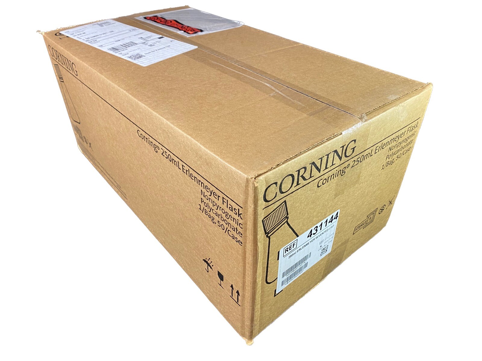 CORNING Polycarbonate 250mL Erlenmeyer Flask w/ Vented Cap 431144 (50/cs)