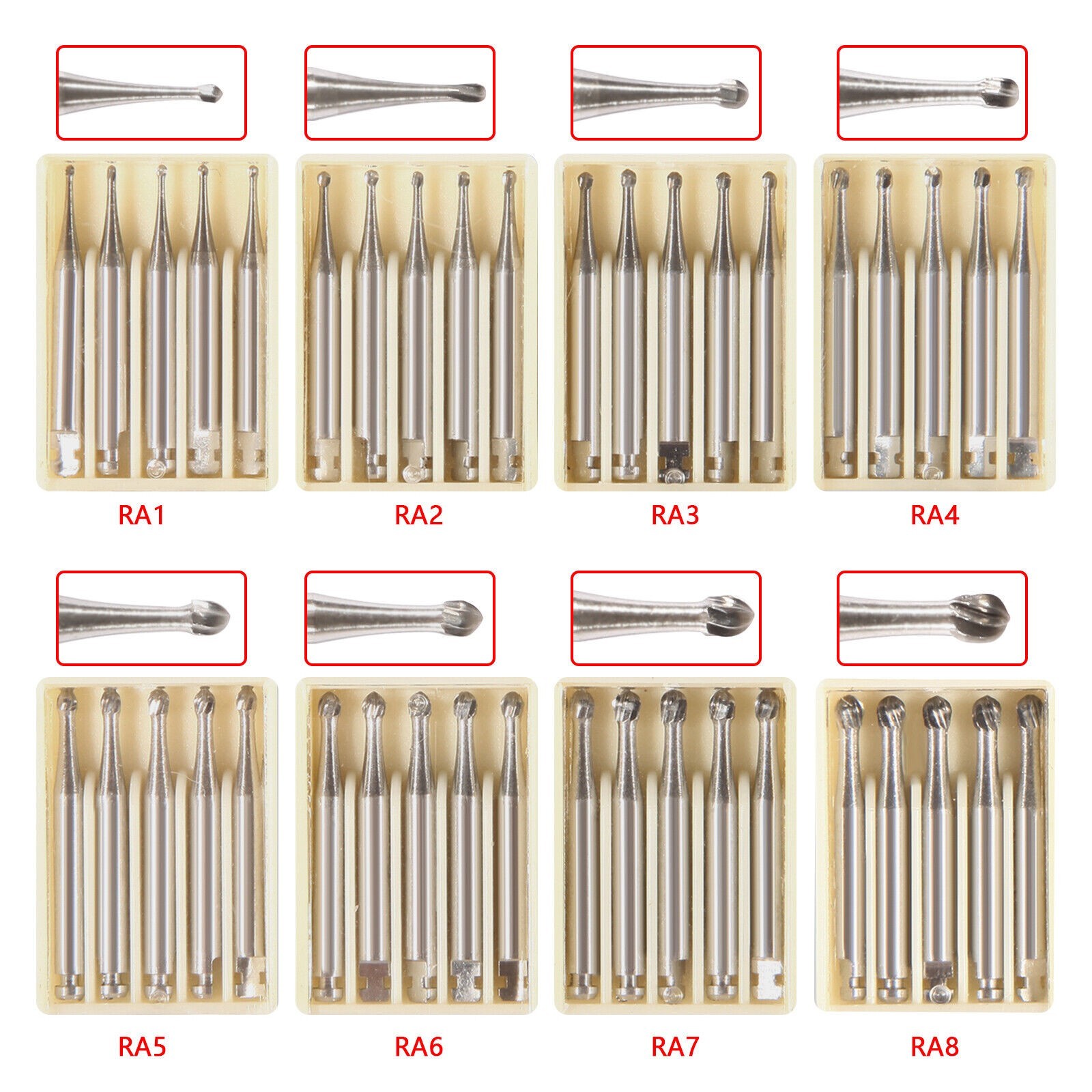 Dental Round Latch Carbide Bur RA 1 2 3 4 5 6 7 8 For Slow Speed 5Pcs/Box
