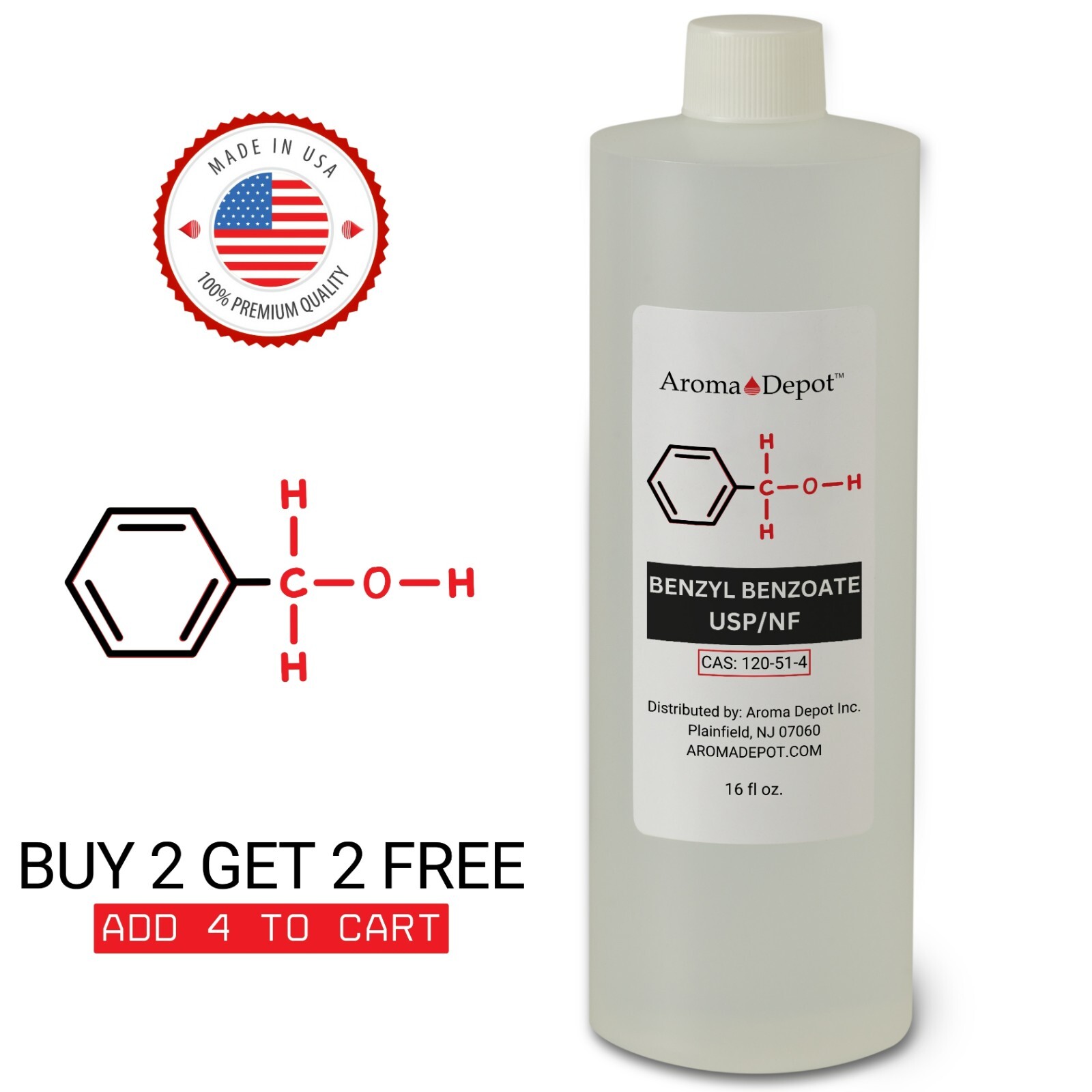 Benzyl Benzoate 16 oz. USP/NF Wholesale Cas: 120-51-4 Bulk for Aroma, Cosmetics