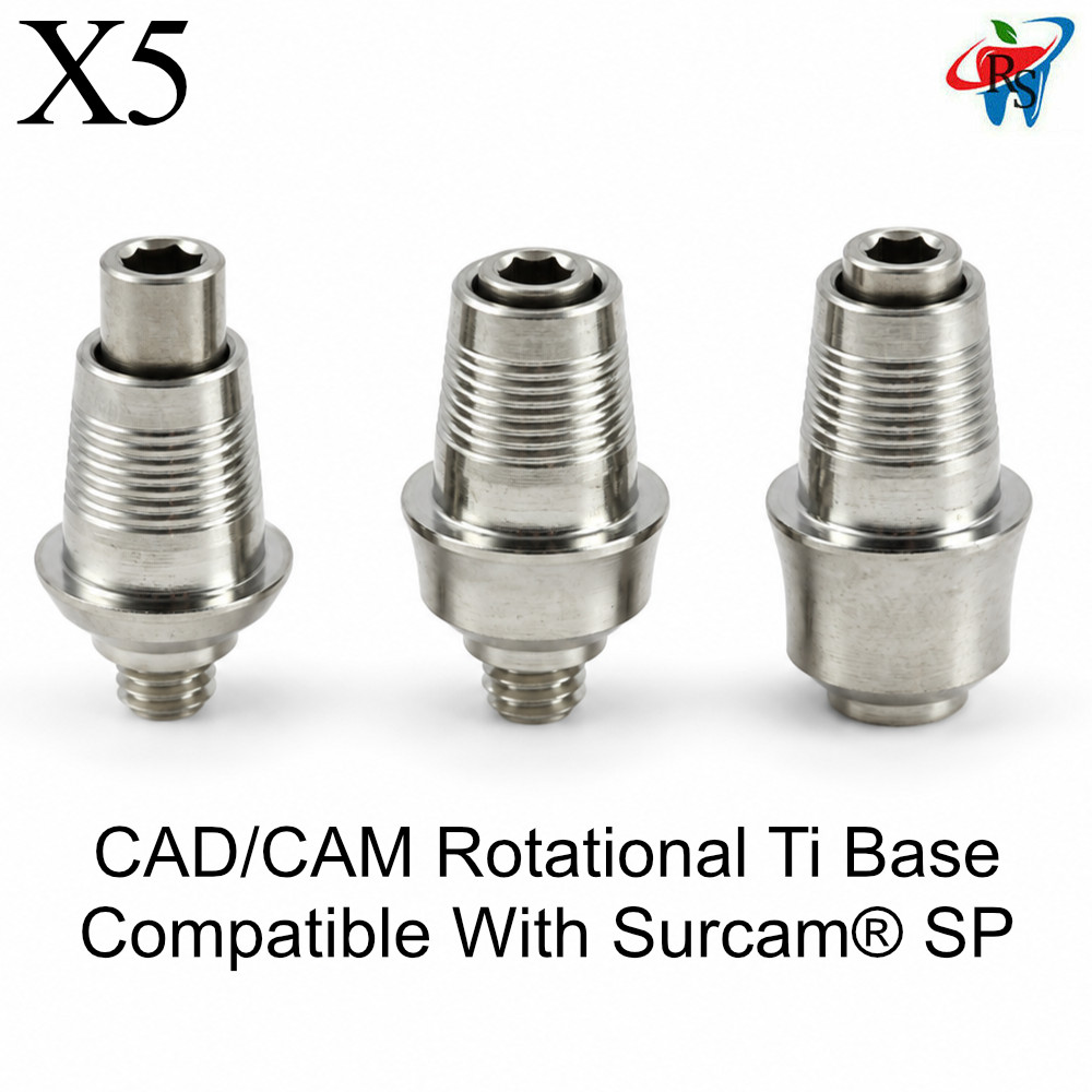 5pcs Dental CAD/CAM Rotational Ti Base Compatible With Surcam® SP
