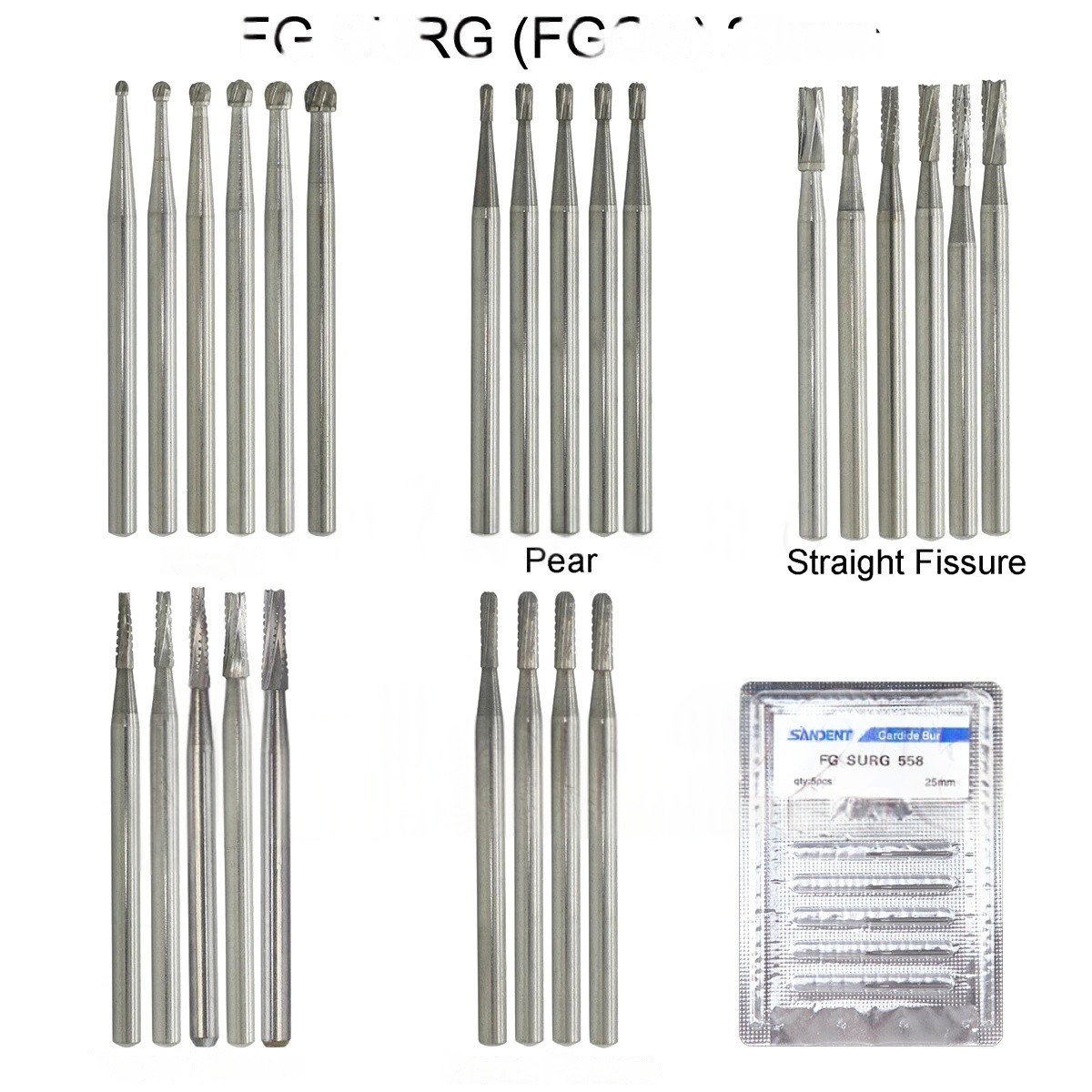 10-100Pcs Dental Carbide Burs for High Speed Handpiece Round Cone Bur Diamond FG