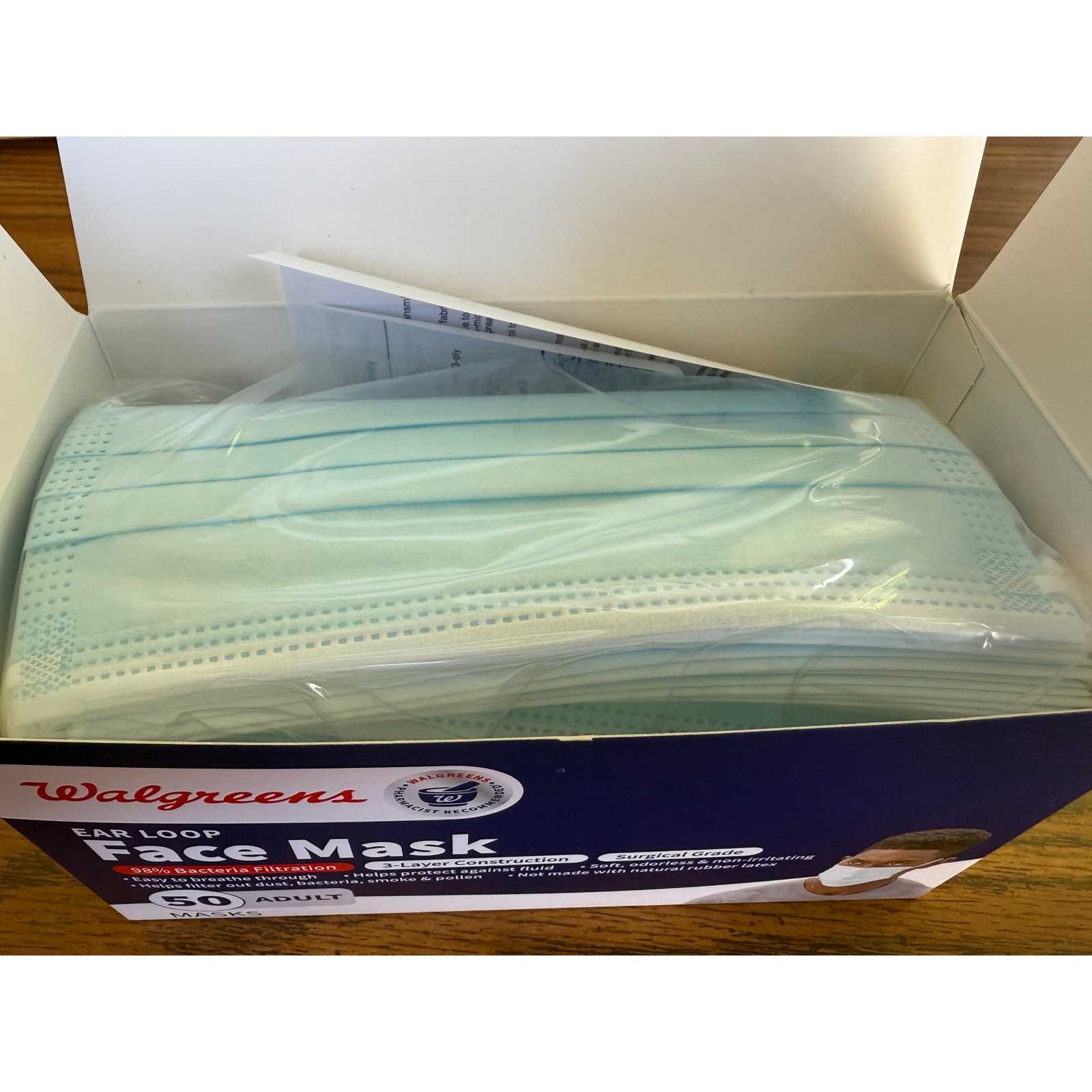 Walgreens Face Masks 50 Ct Adult Ear Loop 3-Layer 3 Boxes 150 total Masks