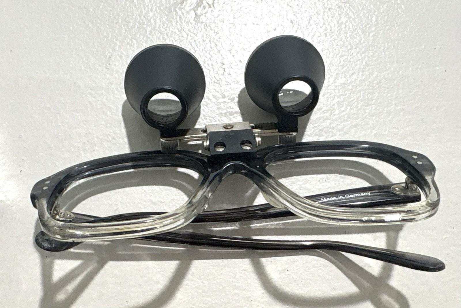 Vintage Binocular Loupe Glasses Clip-On Dental Optician Jeweler Germany W/ Case