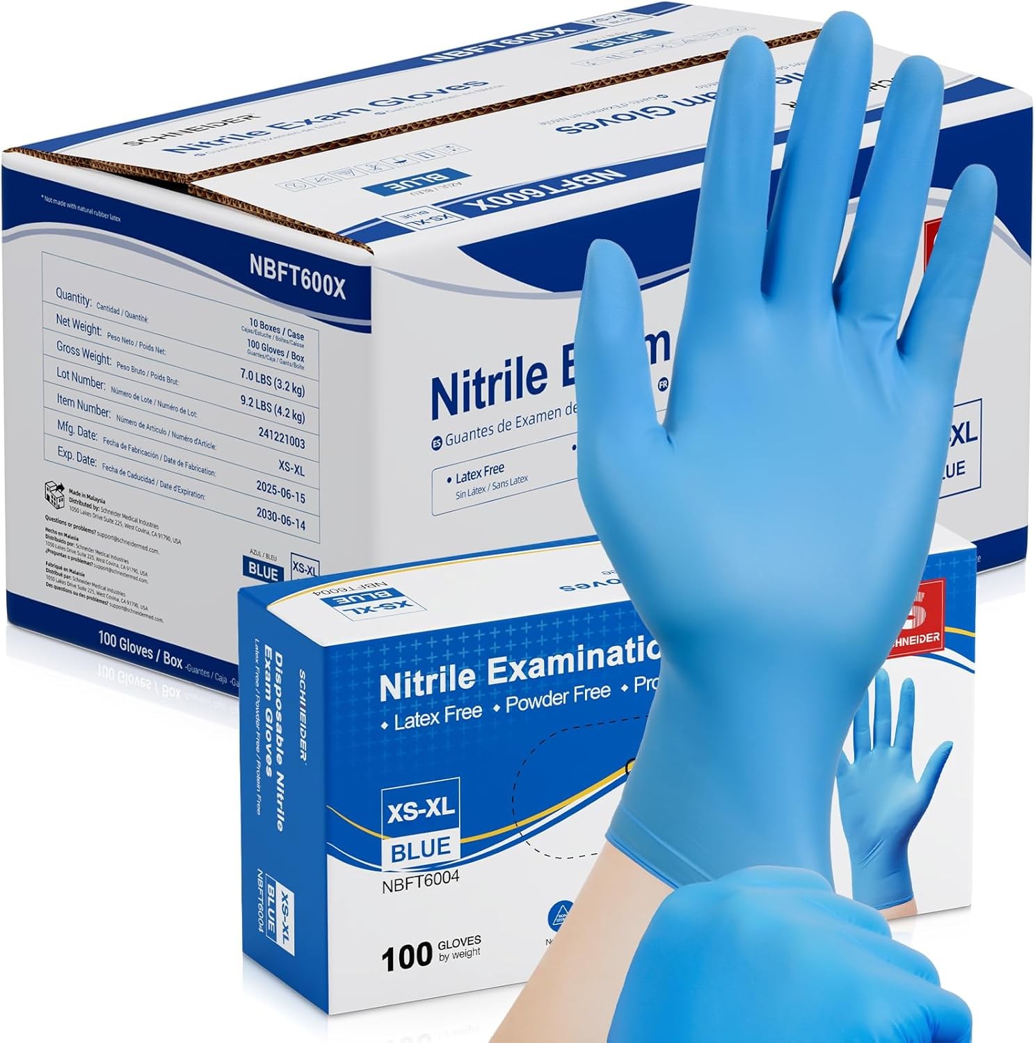 Nitrile Exam Gloves Medical Grade Blue Disposable Gloves Latex Free Rubber Glove