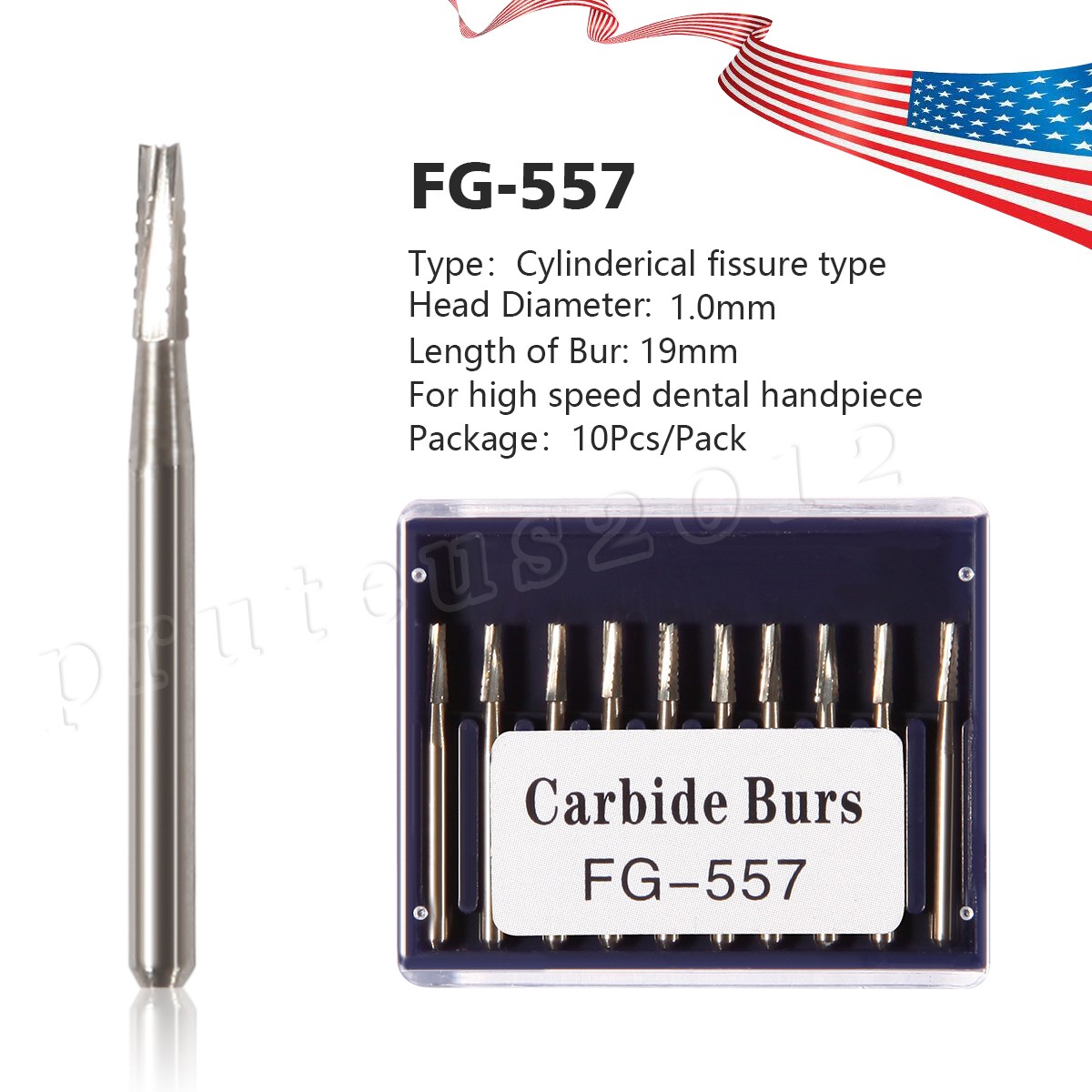 Dental Carbide Burs FG557 Friction Grip Straight Fissure Tungsten Carbides