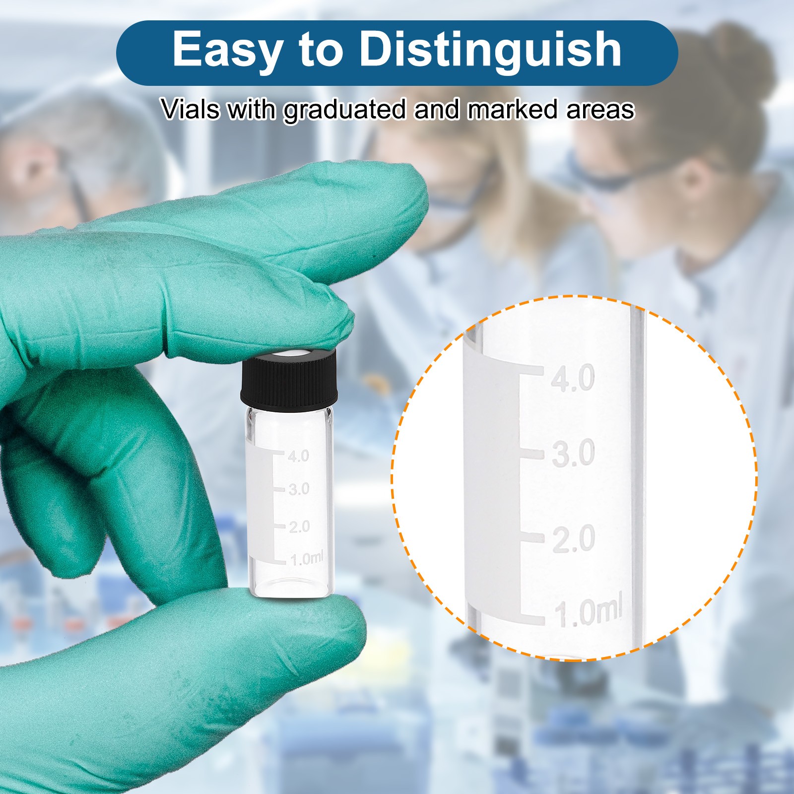 100 Pack 4ml Autosampler Vial HPLC/GC Vials 9-425 Lab Clear Vials Sample Vial