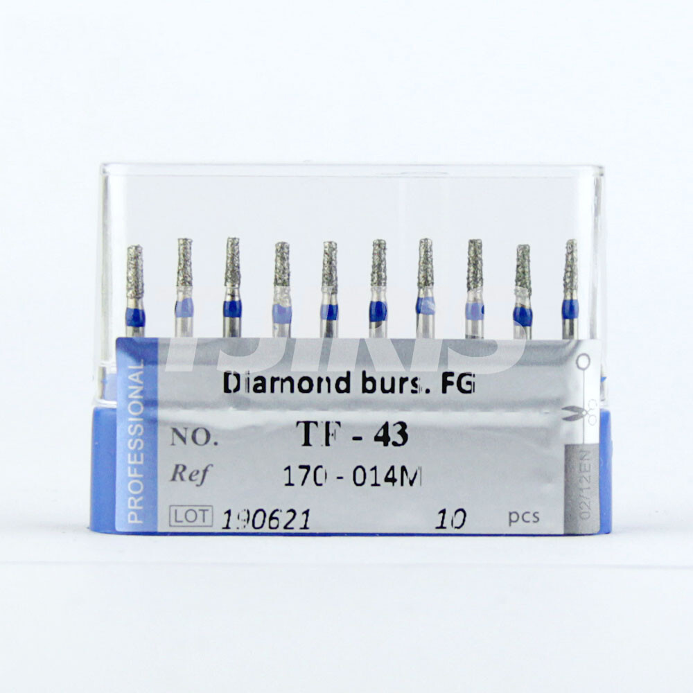 10pcs Dental Diamond Burs FG Flat End Cone/Taper Standard Grit High Speed