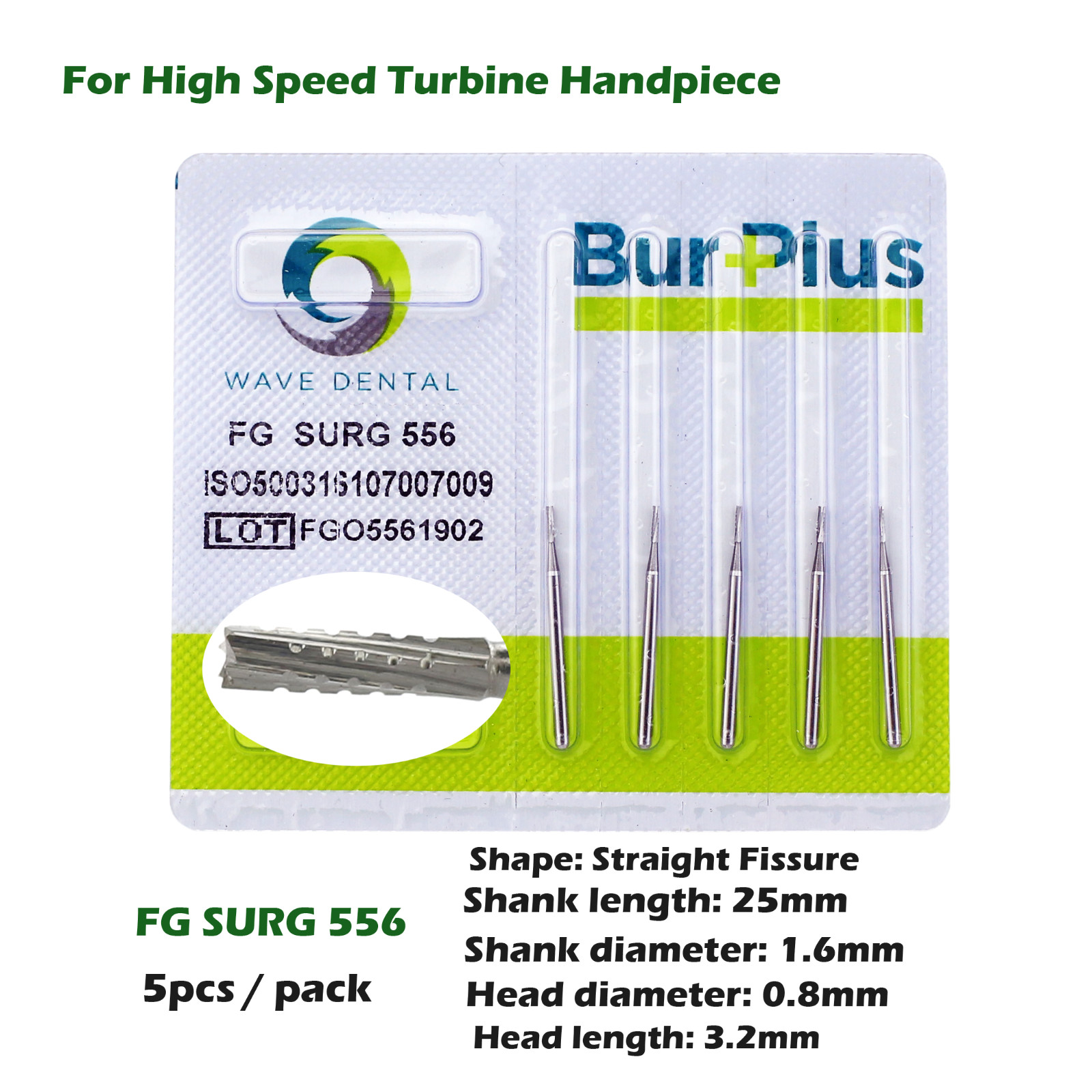 Wave Dental Surgical Burs High Speed FG 25mm Carbide Friction Grip Round 2 4 557