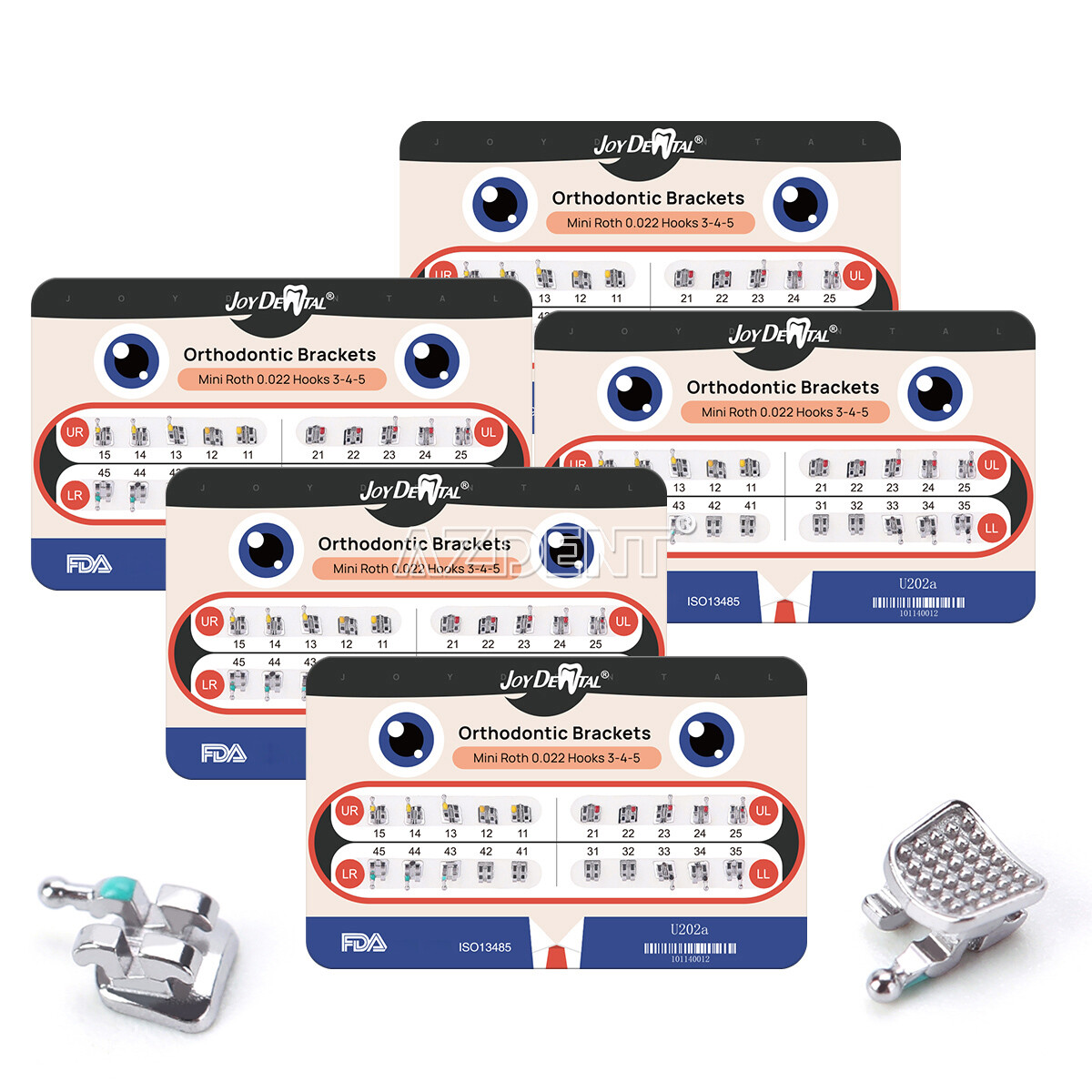 Dental Ortho Metal Brackets Braces Mini Roth.22 Hook 345 Mesh Base/Monoblock