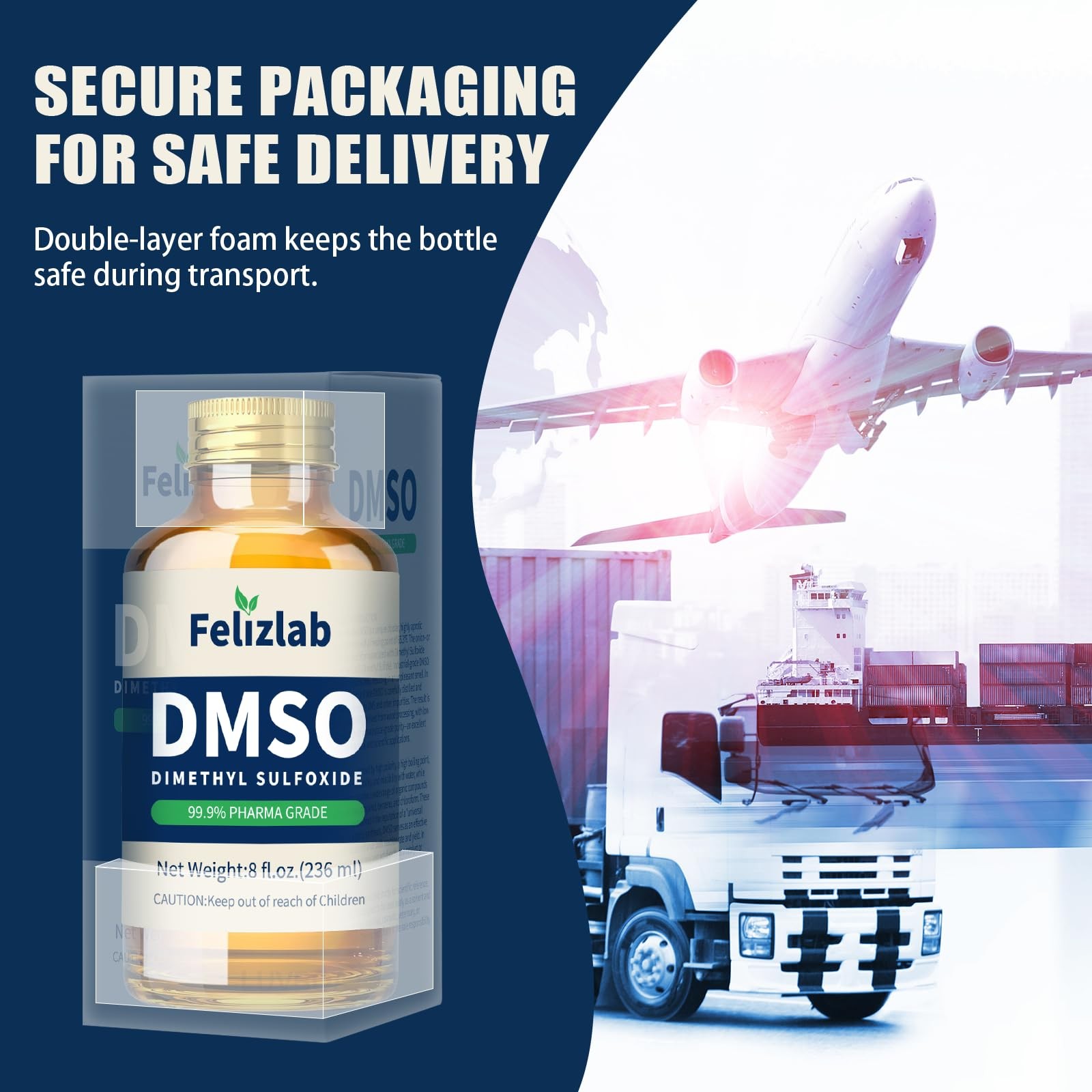 DMSO Liquid 99.9% Pure (Dimethyl Sulfoxide) 8 fl oz Undiluted Low Odor High