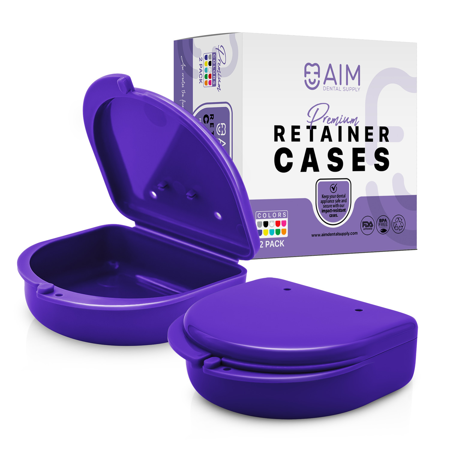 2PK Retainer Case, Denture Storage Box, Mouthguard Container,Dental Aligner Case