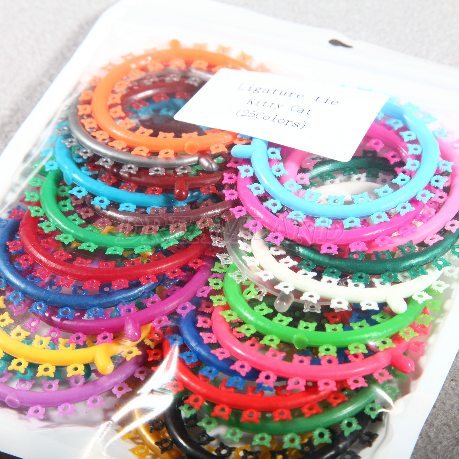 1000 Pcs New Orthodontic Elastic Rubber Multi-Colored Kitty Design Ligature Tie