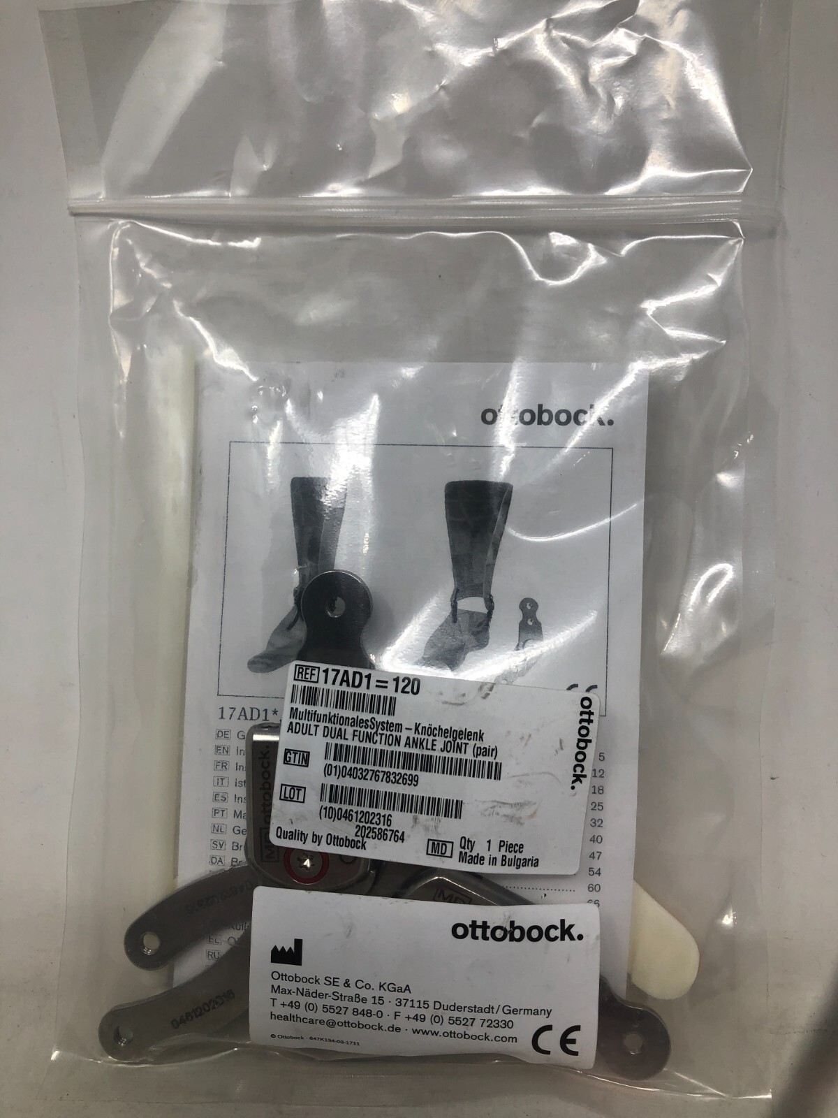 Ottobock Adult Dual Function Ankle Joint P/N 17AD1120